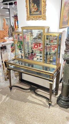 Antique French Ebonized and Brass Display Cabinet / Vitrine