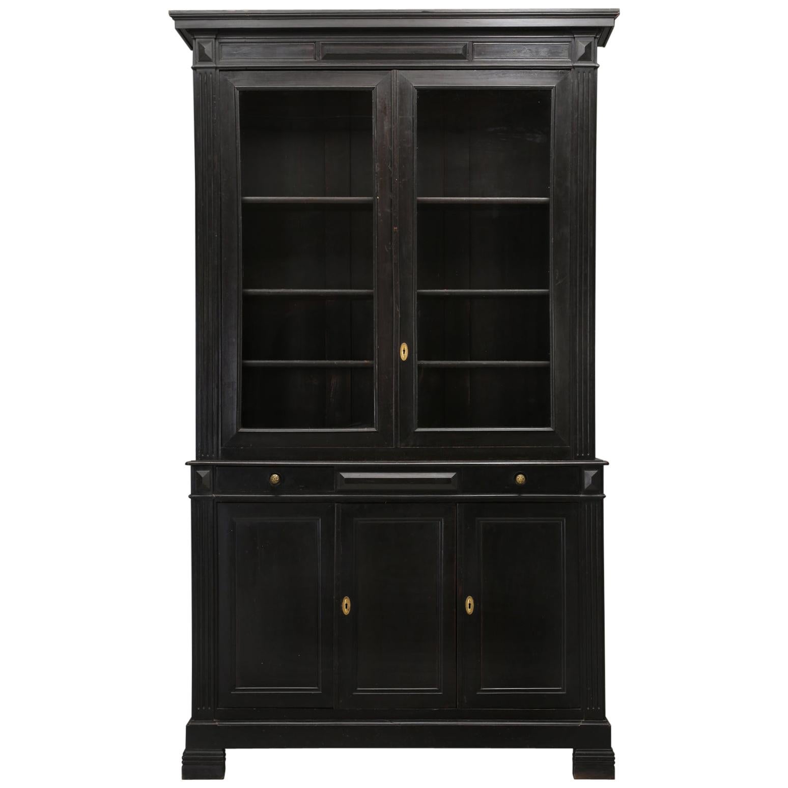 Antique French Ebonized Bookcase that is 100% Original, Including the Finish