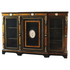 French Ebonized Bronze Mounted Sideboard with Porcelain Plaques, circa 1880