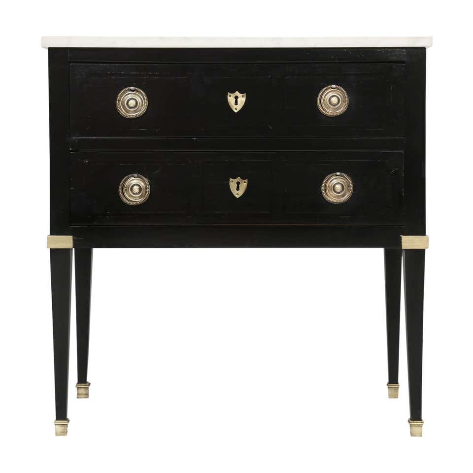 Antique French Ebonized Commode with a Marble Top, Perfect Nightstand ...