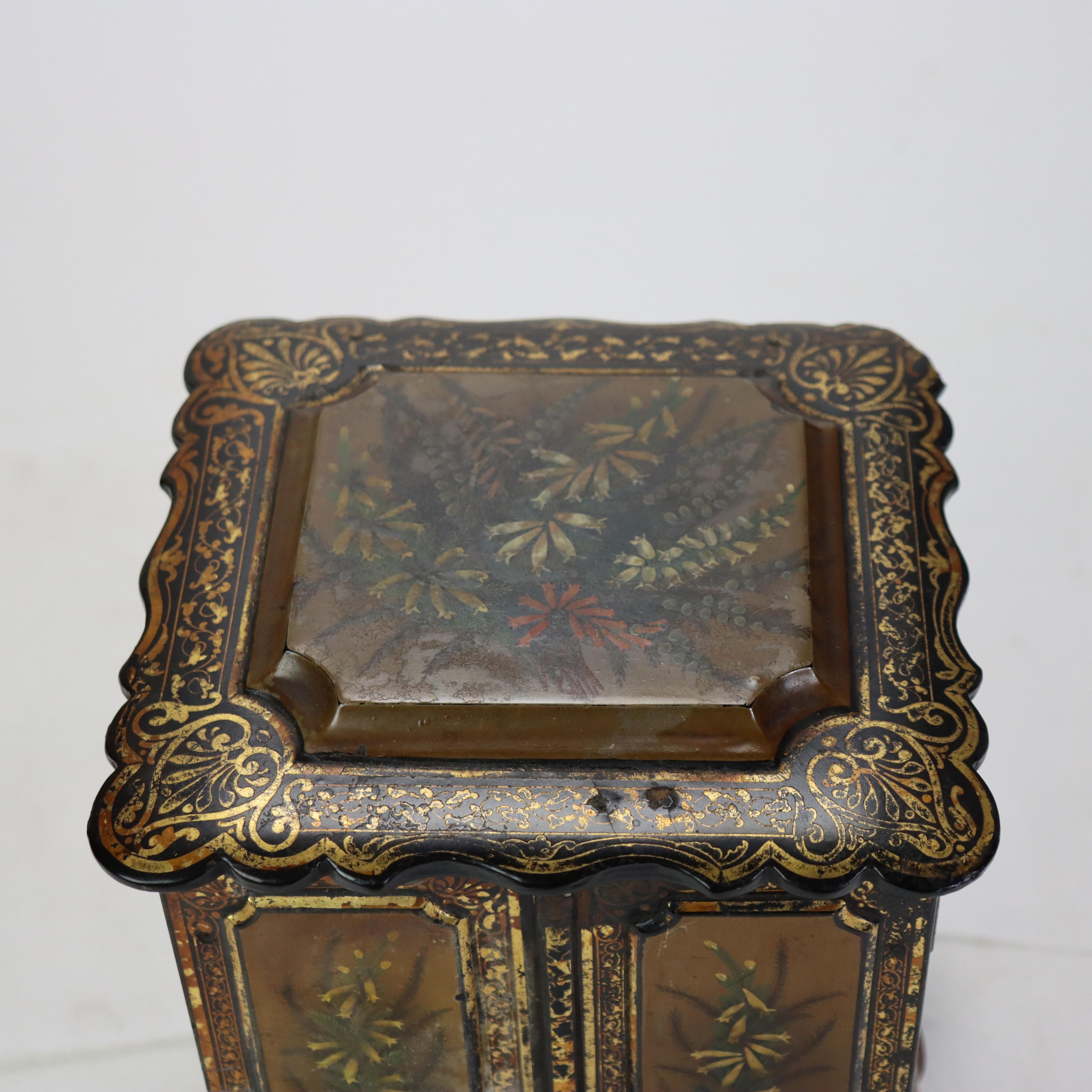Antique French Ebonized & Gilt Two-Door Lift Top Jewelry Box c1890 In Good Condition For Sale In Big Flats, NY