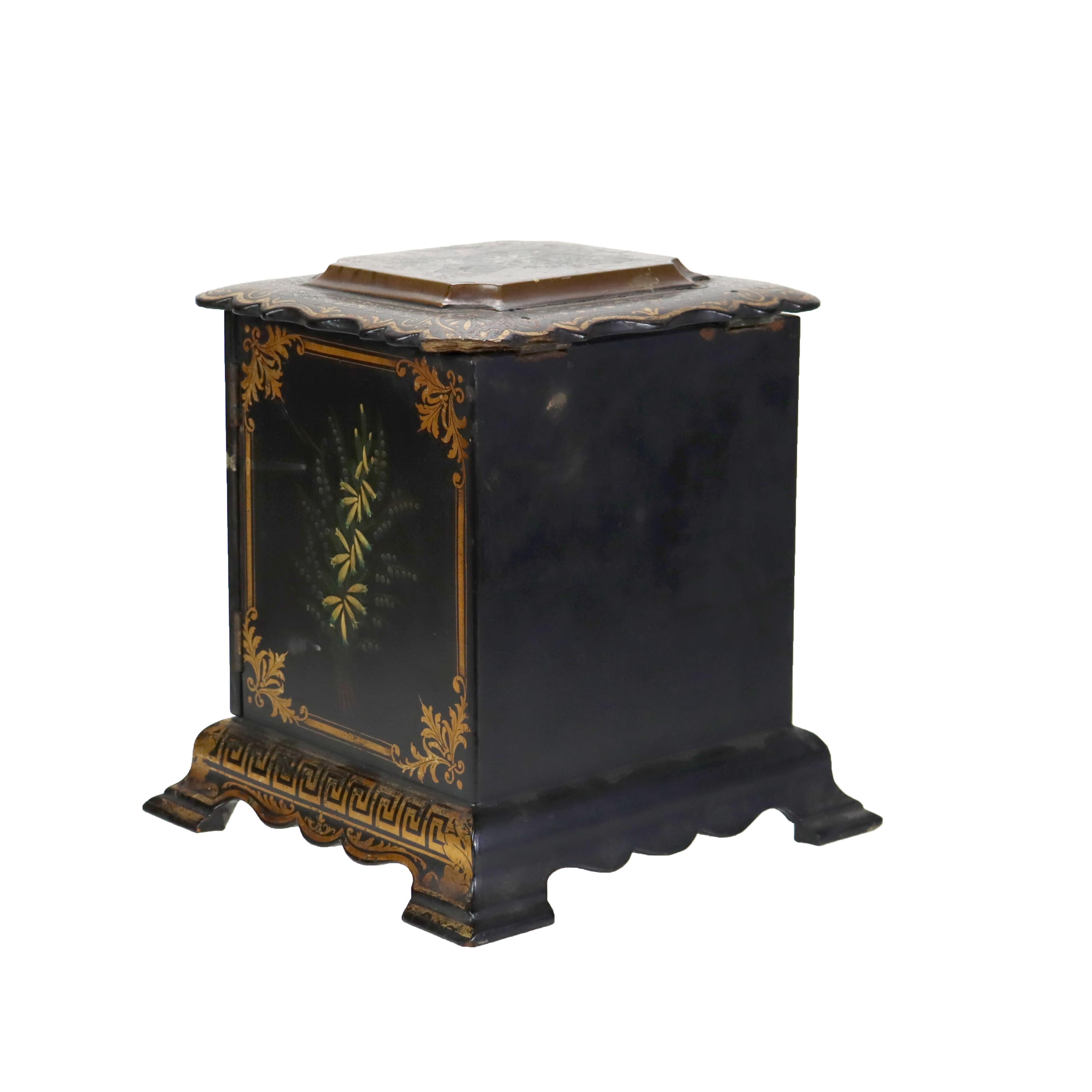 Antique French Ebonized & Gilt Two-Door Lift Top Jewelry Box c1890 For Sale 3