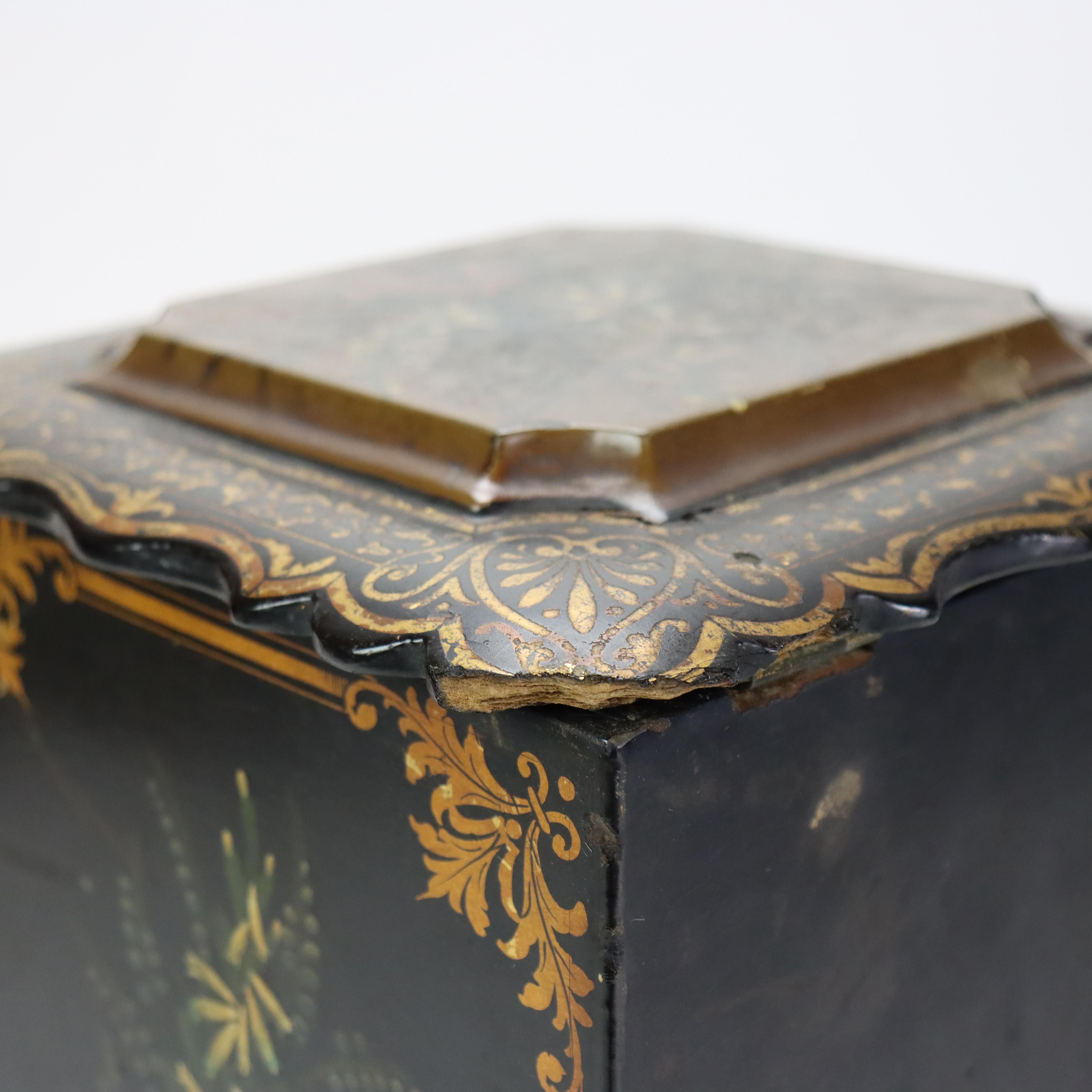 Antique French Ebonized & Gilt Two-Door Lift Top Jewelry Box c1890 For Sale 4