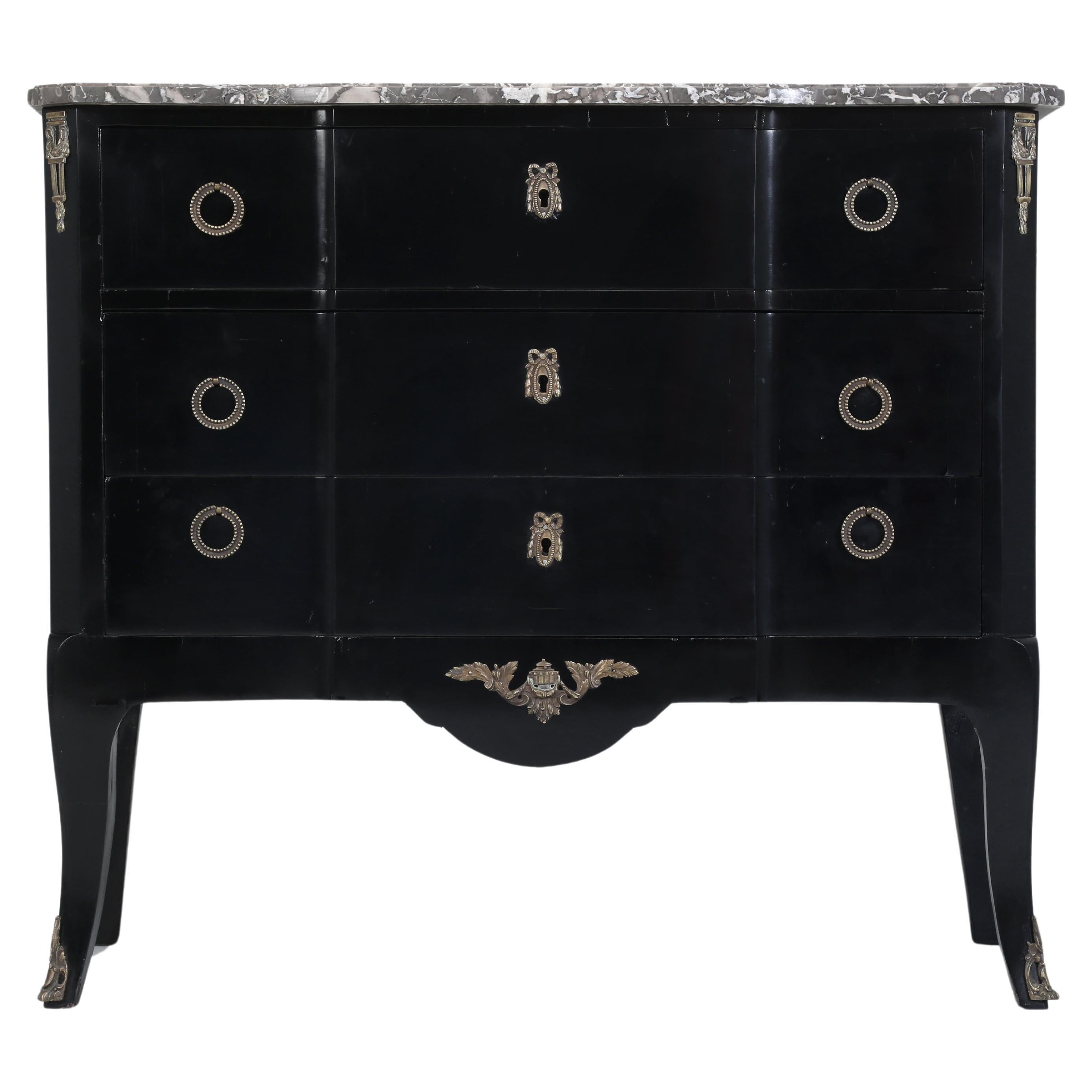Antique French Ebonized Louis XV Style Commode Completely Restored c1800's For Sale