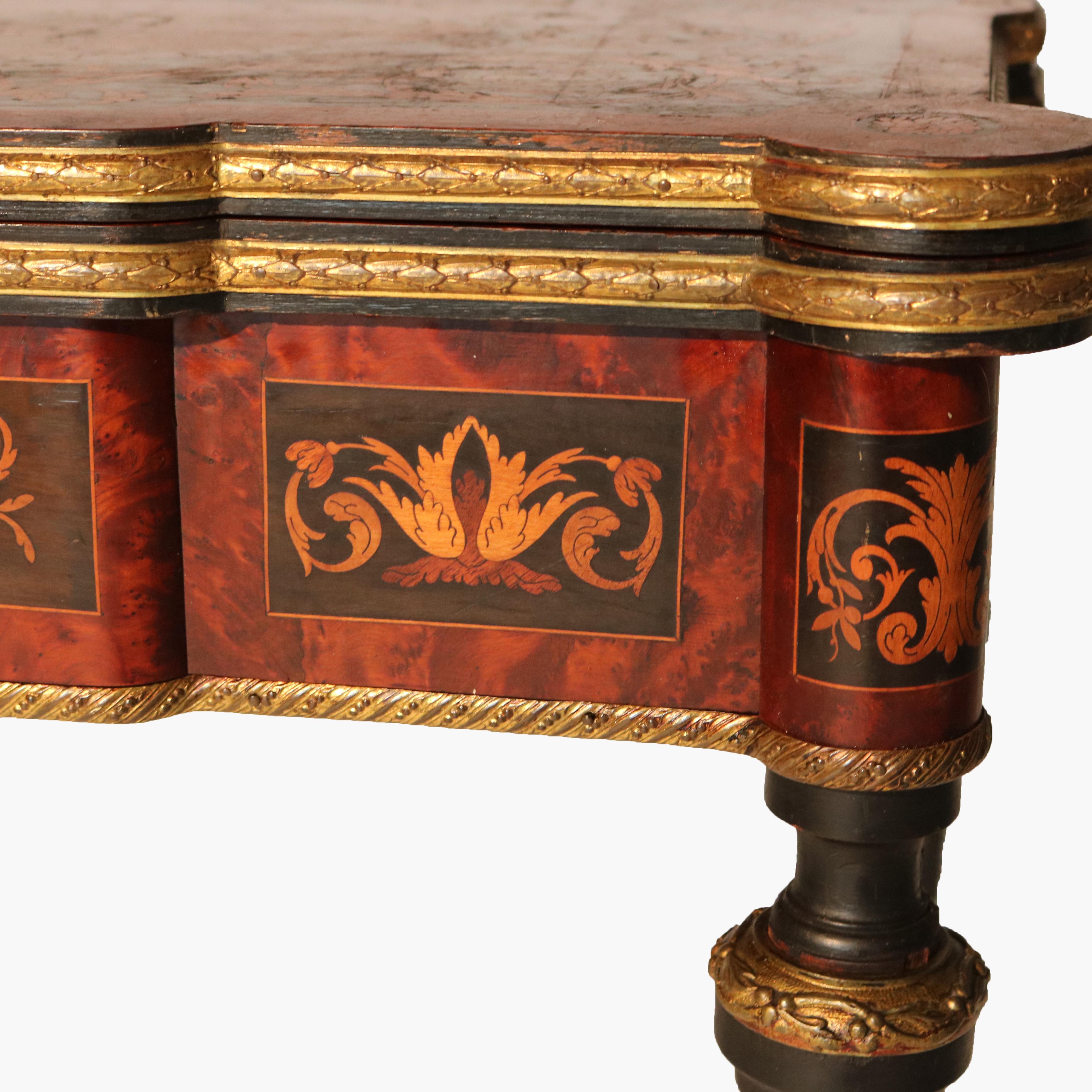 Antique French Ebonized, Ormolu & Inlay Card Table C1880 For Sale 7