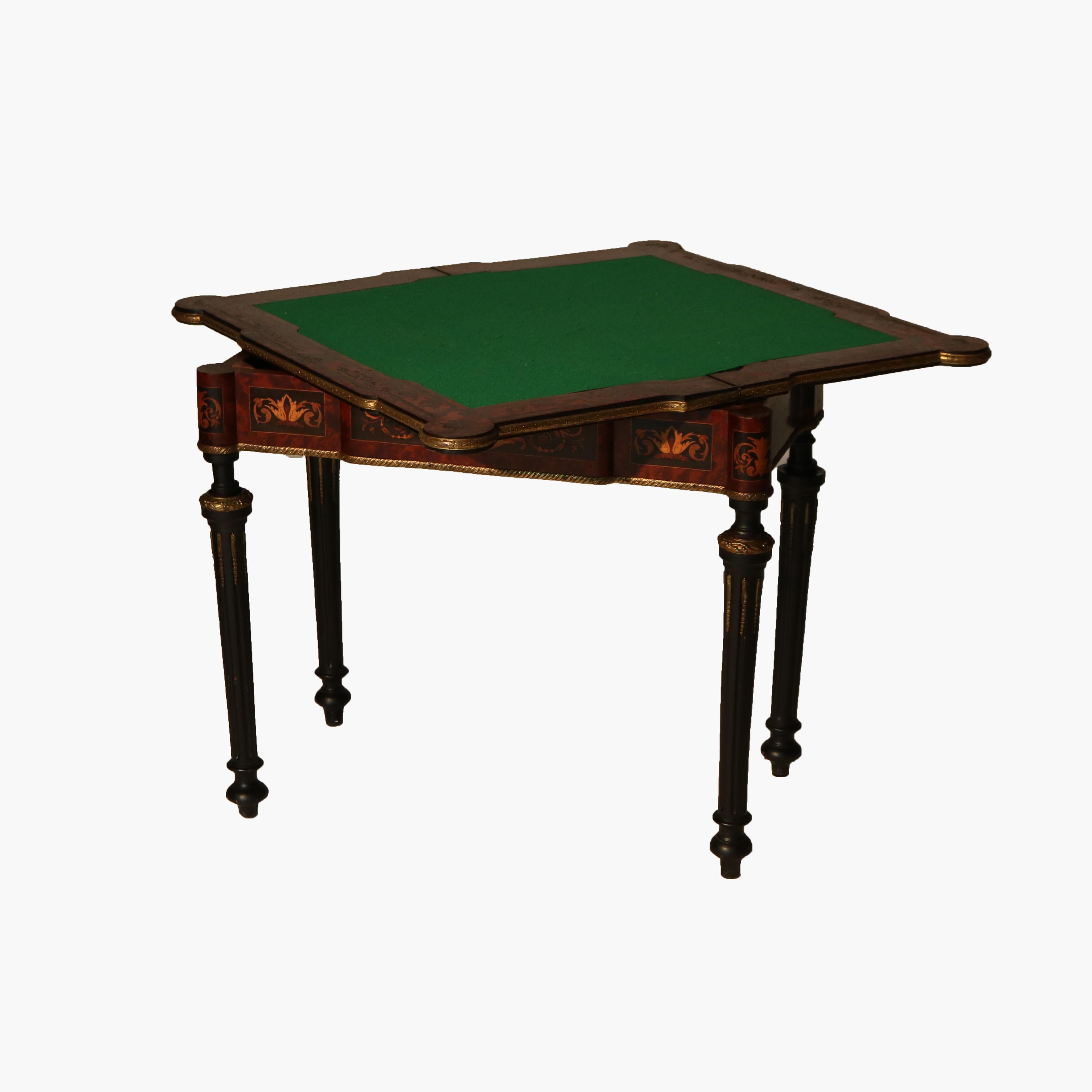 Antique French Ebonized, Ormolu & Inlay Card Table C1880 For Sale 11