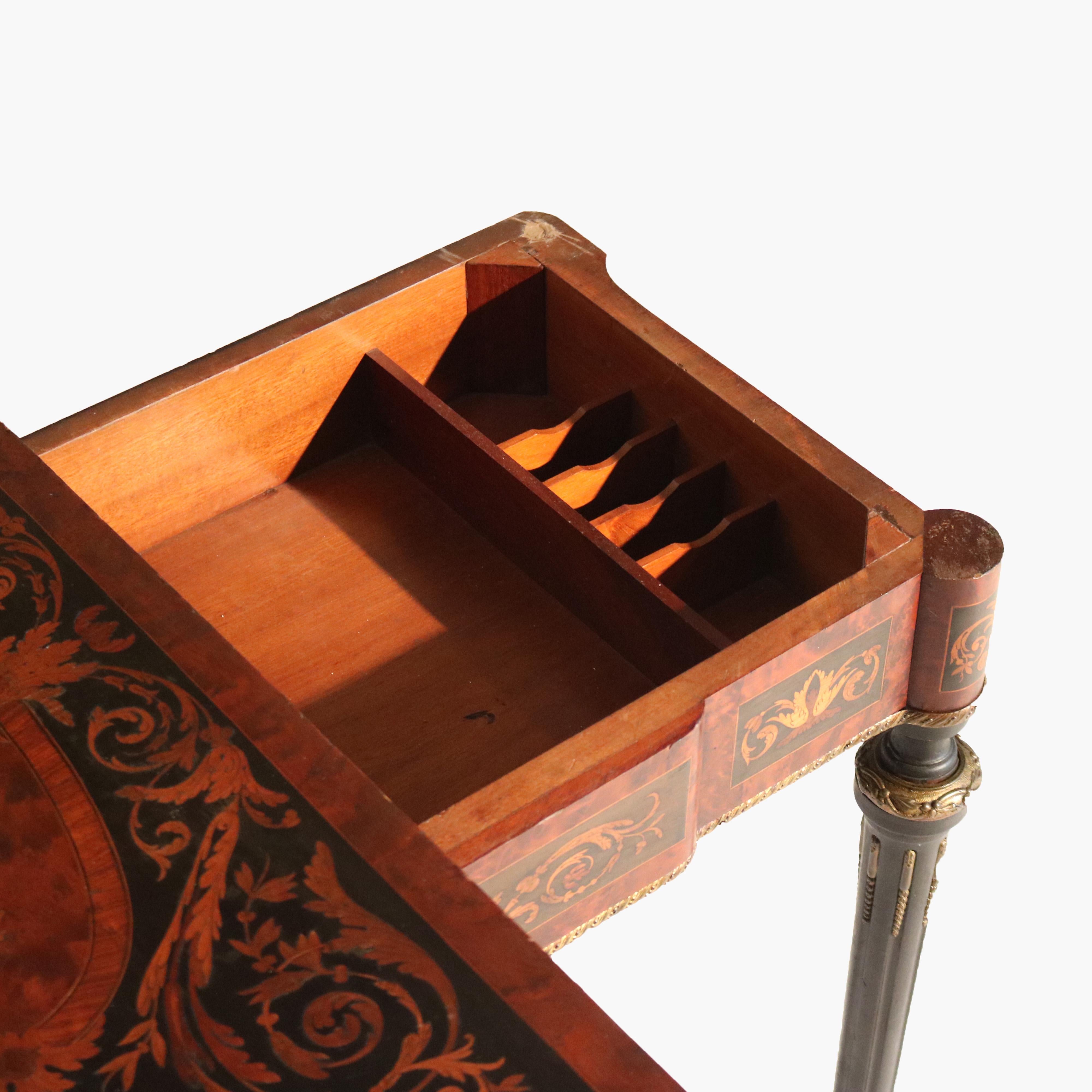 Antique French Ebonized, Ormolu & Inlay Card Table C1880 For Sale 15