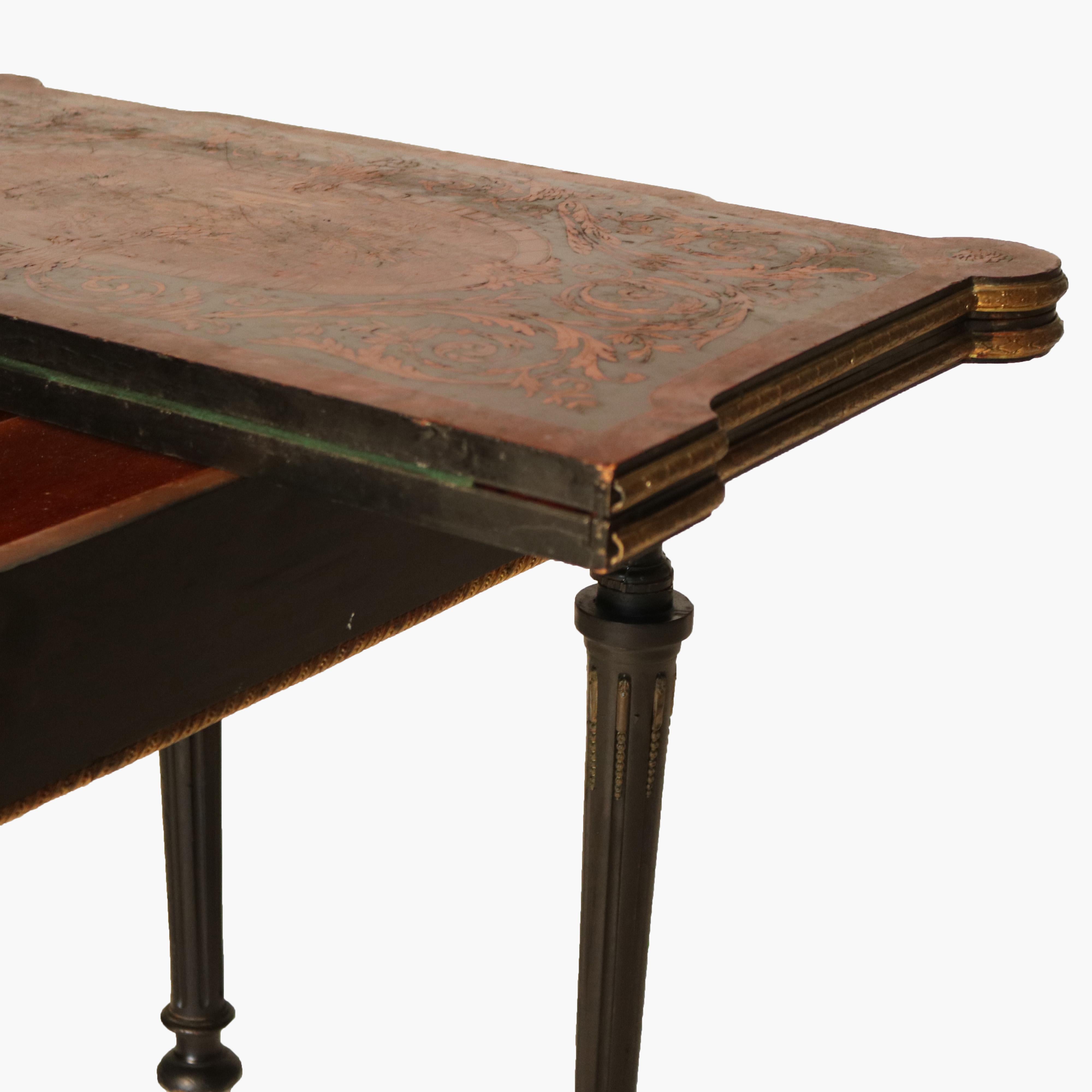 Antique French Ebonized, Ormolu & Inlay Card Table C1880 For Sale 16