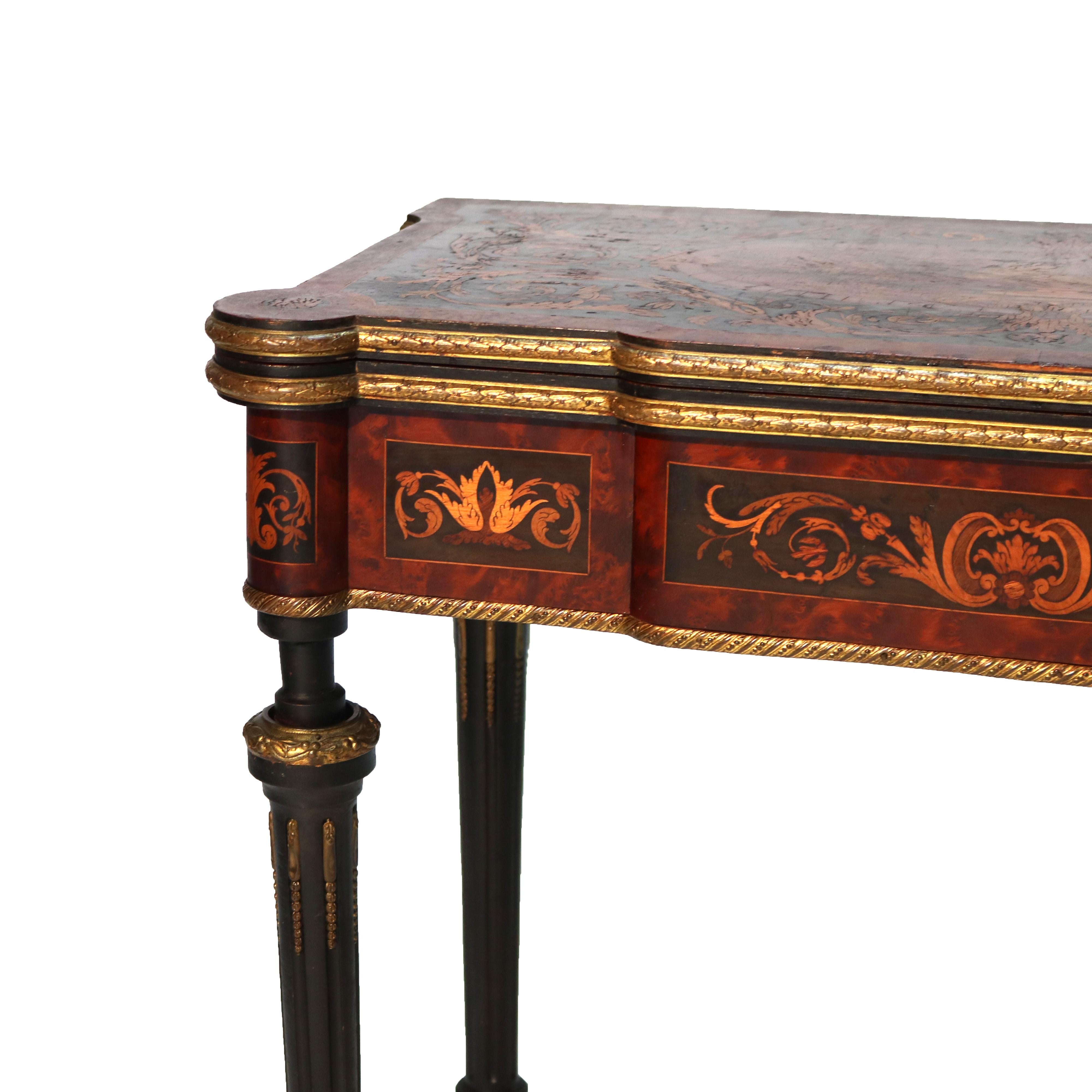 Antique French Ebonized, Ormolu & Inlay Card Table C1880 For Sale 2