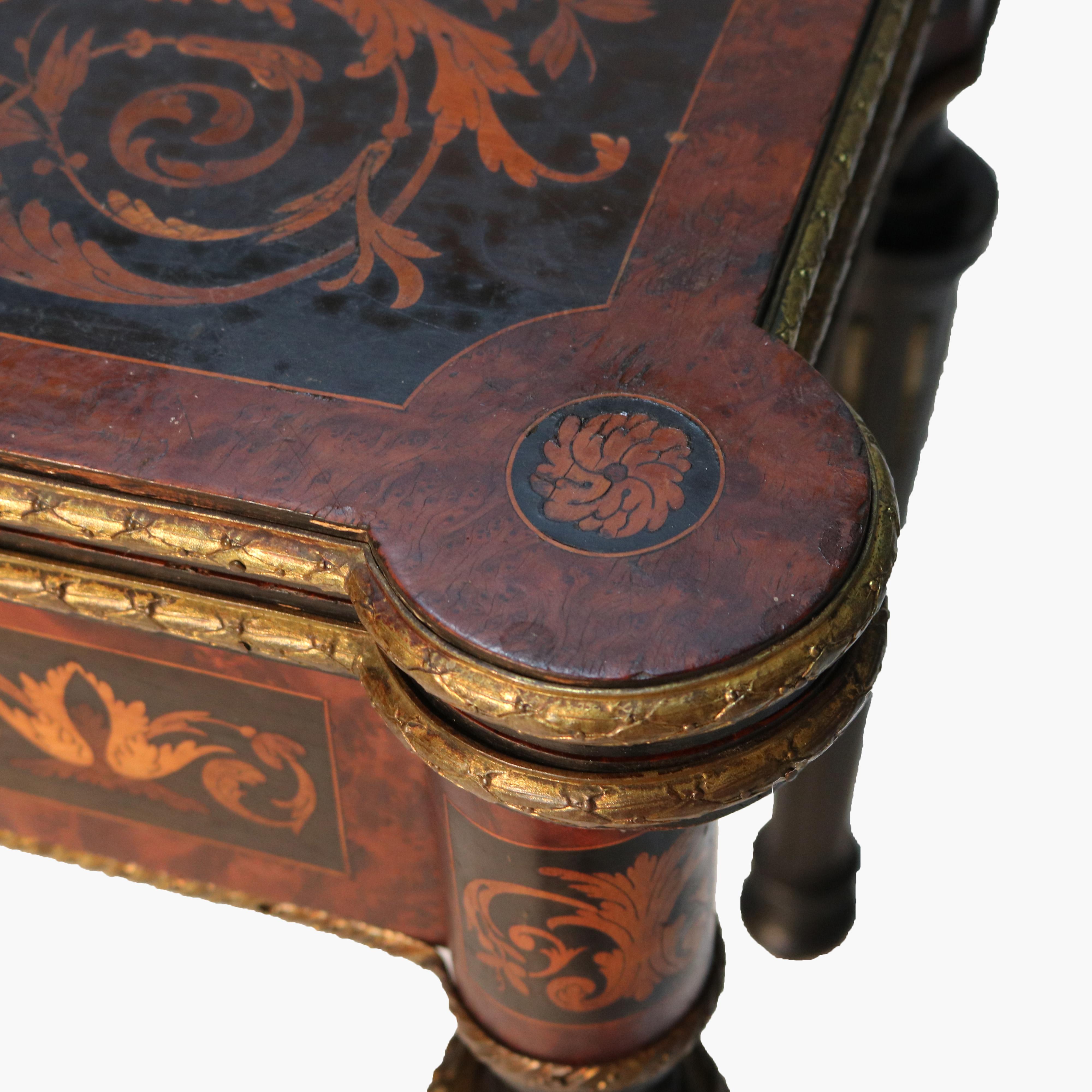 Antique French Ebonized, Ormolu & Inlay Card Table C1880 For Sale 3