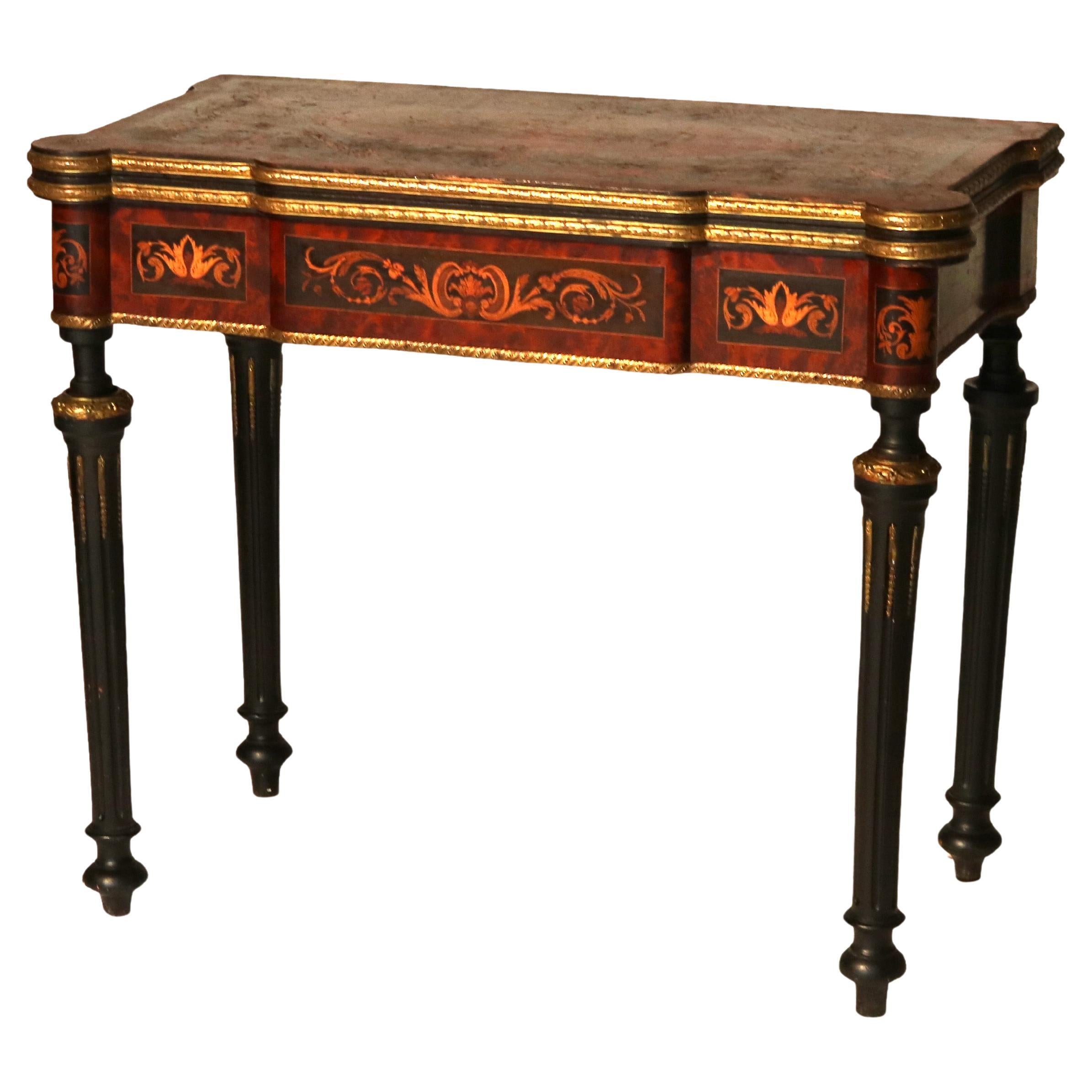 Antique French Ebonized, Ormolu & Inlay Card Table C1880