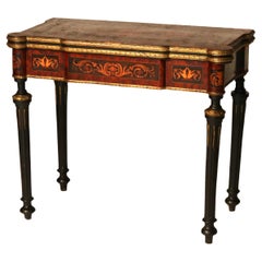 Antique French Ebonized, Ormolu & Inlay Card Table C1880
