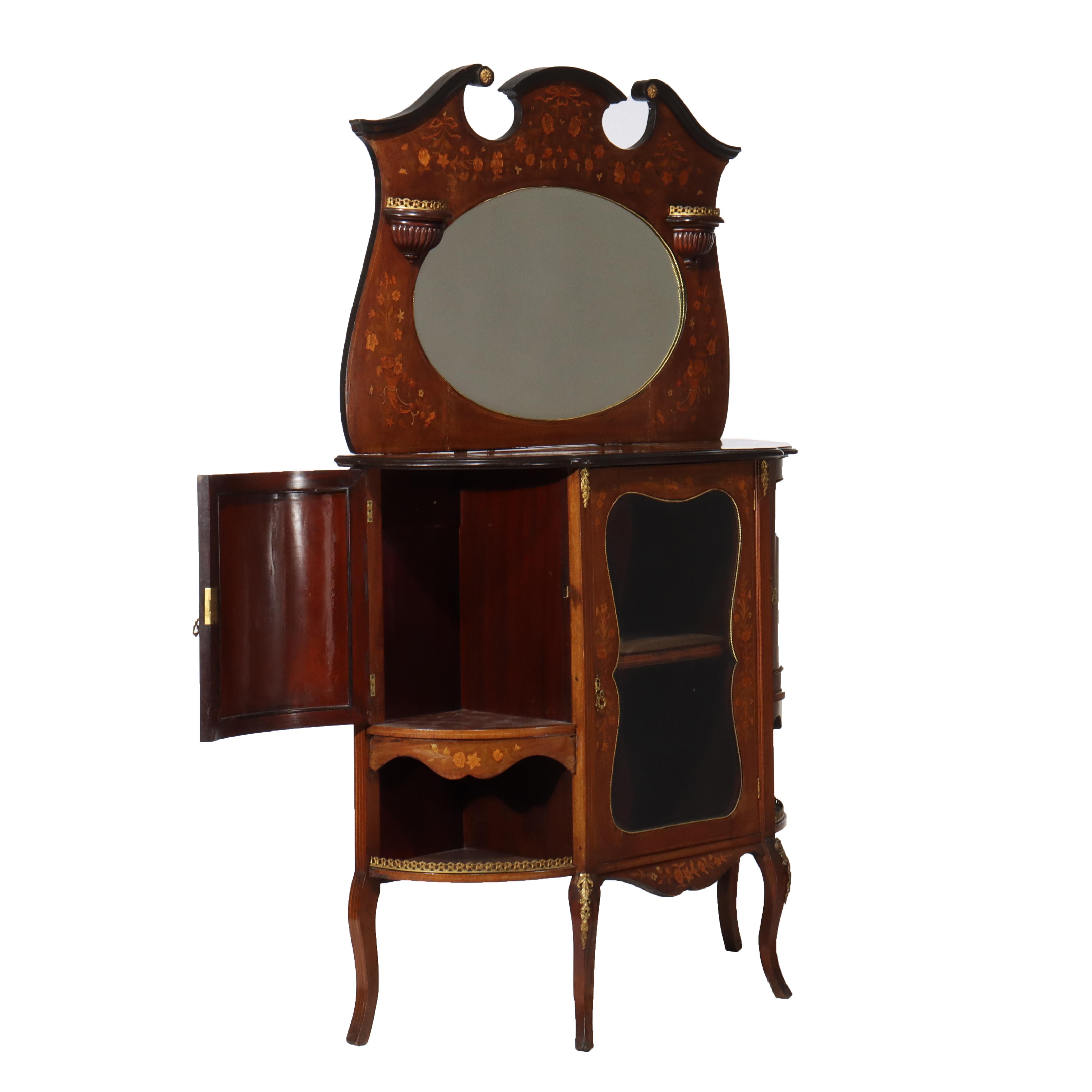 Cabinet de curiosité en bois de rose ébonisé, marqueterie et bronze doré, Antique French C1890 en vente 11