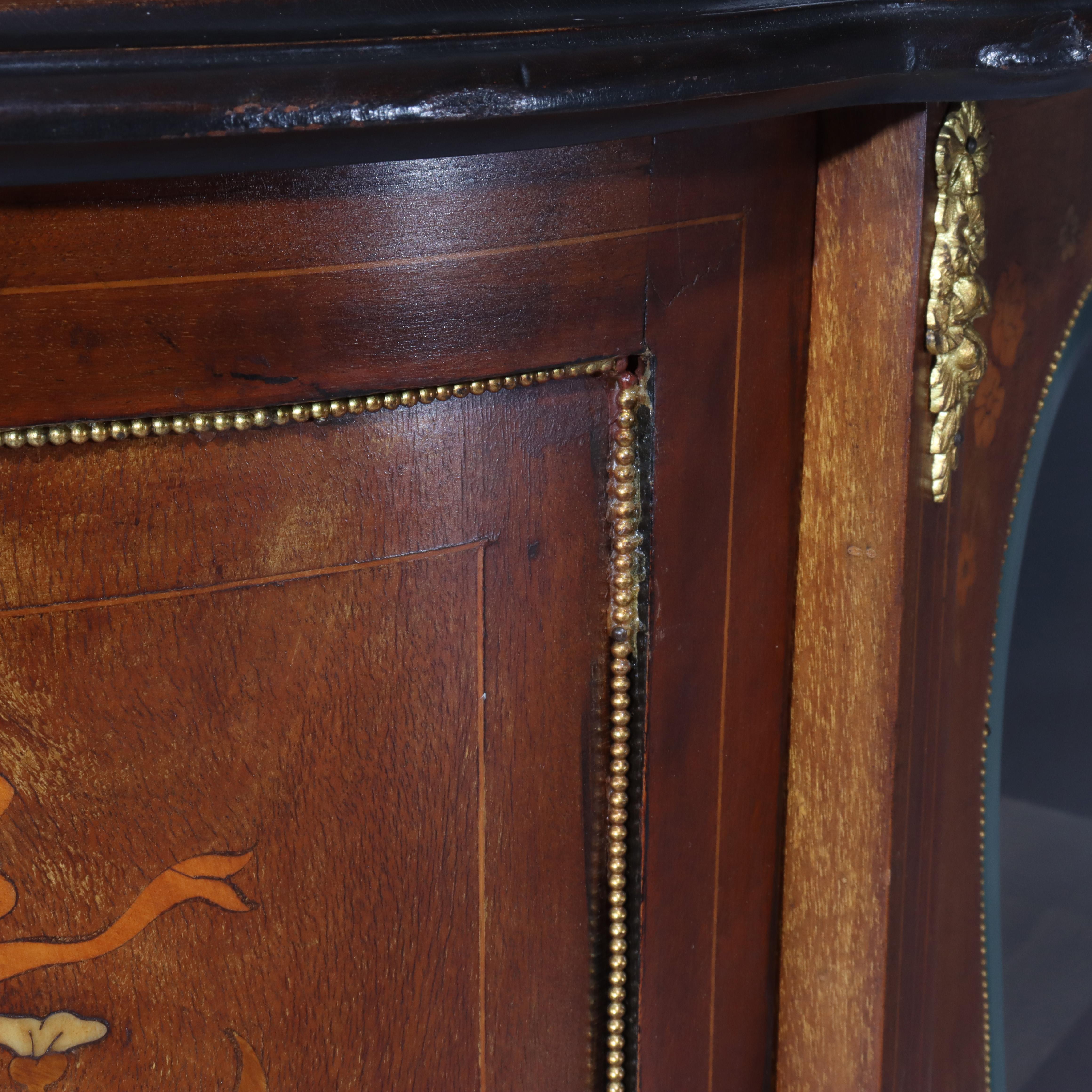 Cabinet de curiosité en bois de rose ébonisé, marqueterie et bronze doré, Antique French C1890 en vente 12