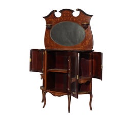 Antique French Ebonized Rosewood, Marquetry & Ormolu Curio Top Cabinet C1890