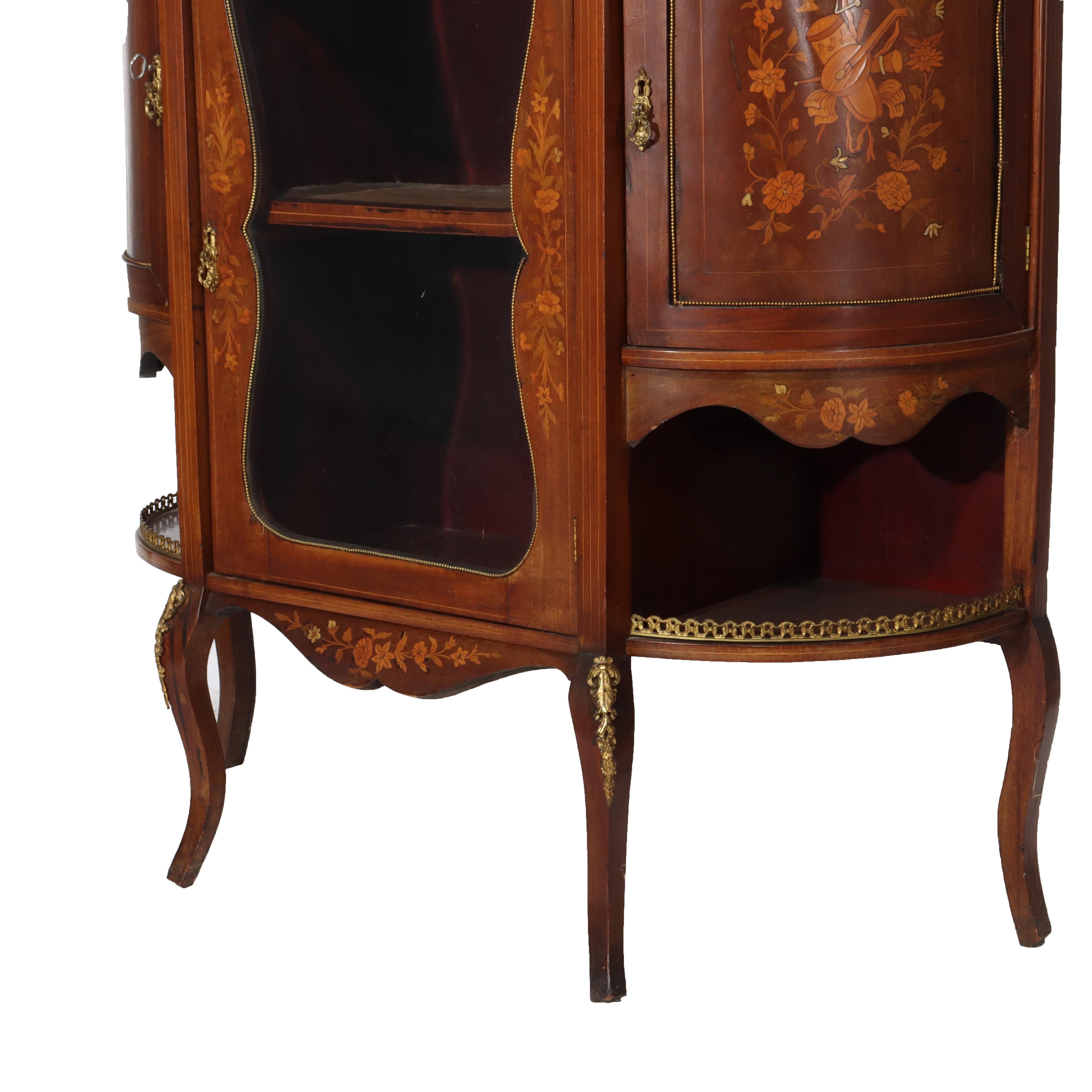 Cabinet de curiosité en bois de rose ébonisé, marqueterie et bronze doré, Antique French C1890 Bon état - En vente à Big Flats, NY