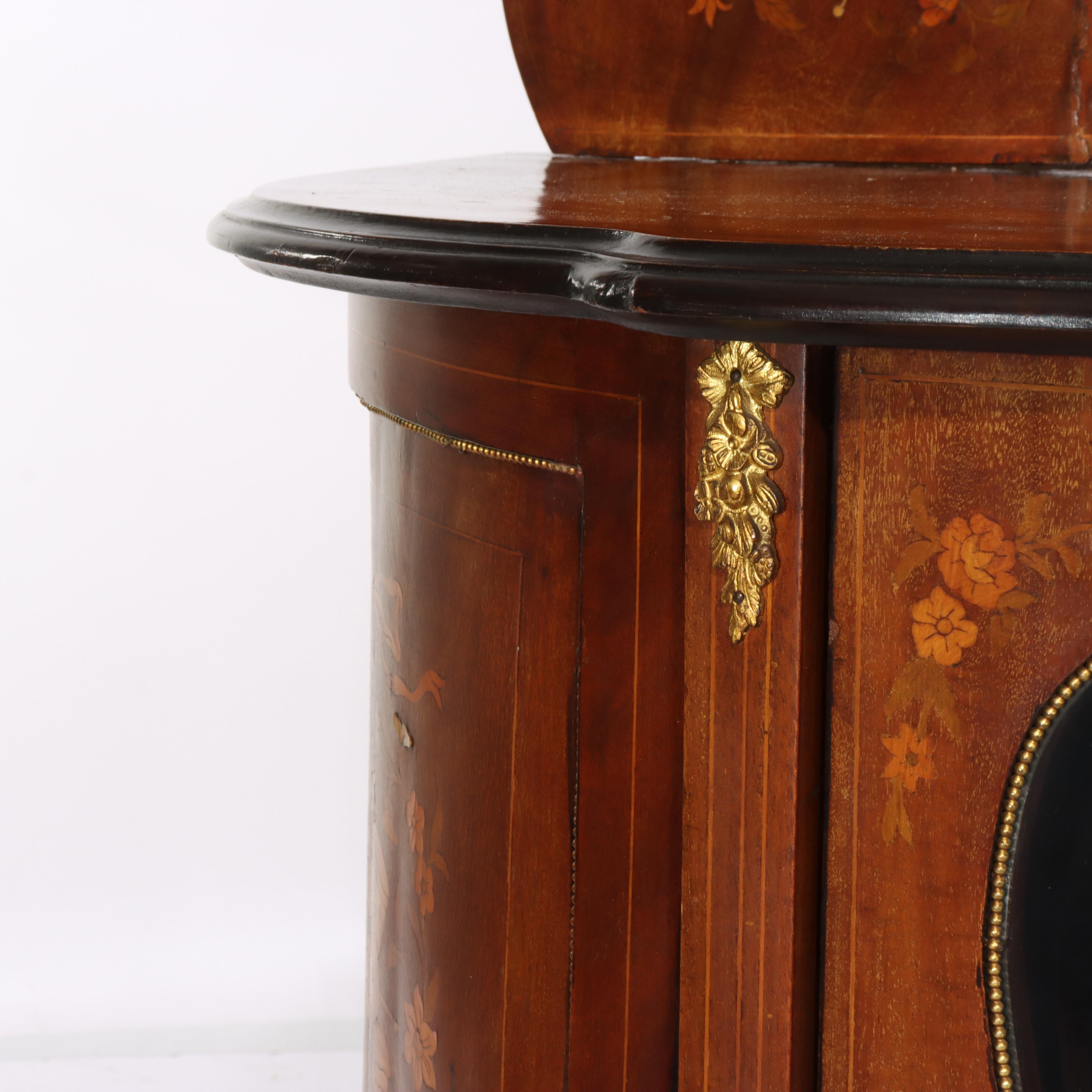 Bronze doré Cabinet de curiosité en bois de rose ébonisé, marqueterie et bronze doré, Antique French C1890 en vente