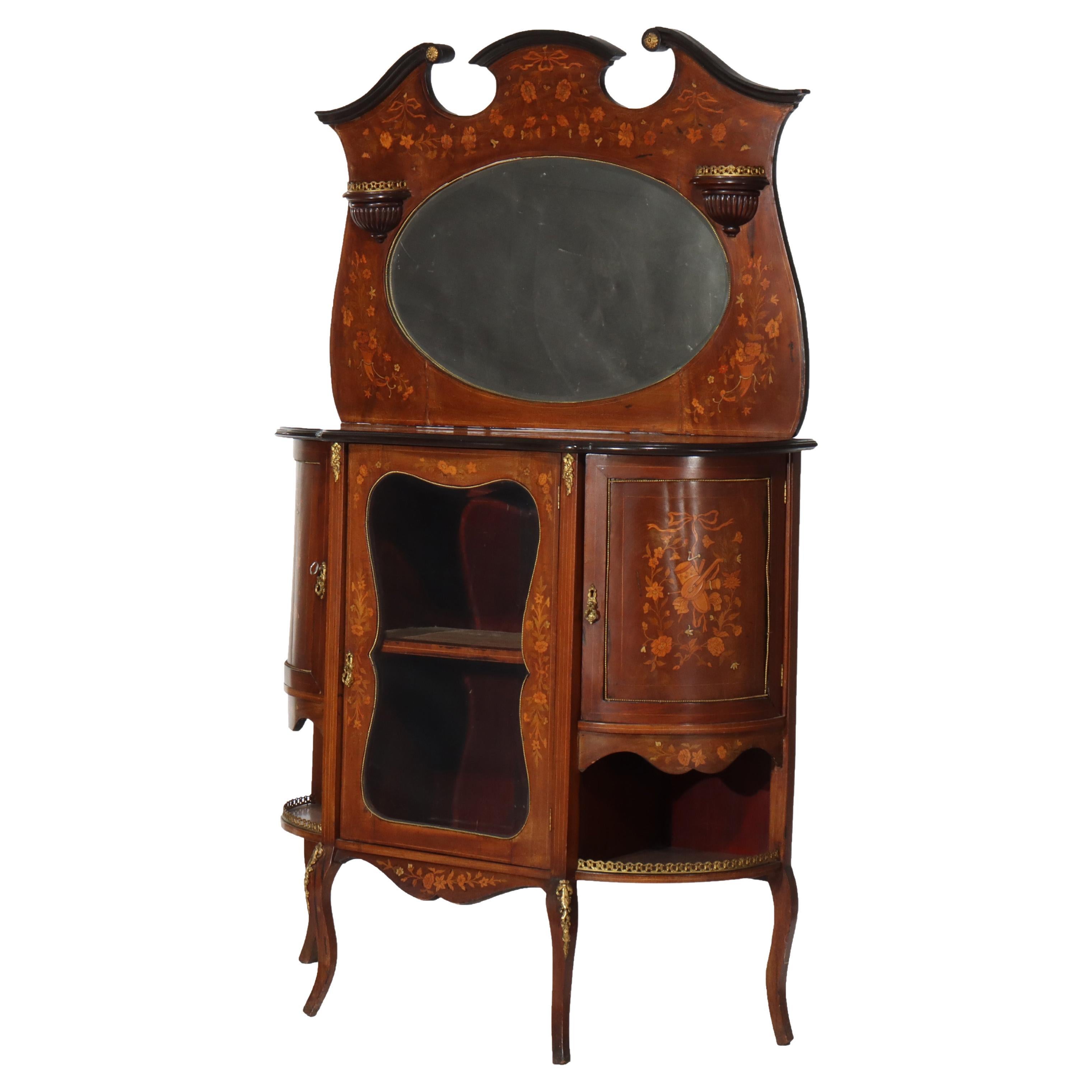 Cabinet de curiosité en bois de rose ébonisé, marqueterie et bronze doré, Antique French C1890 en vente