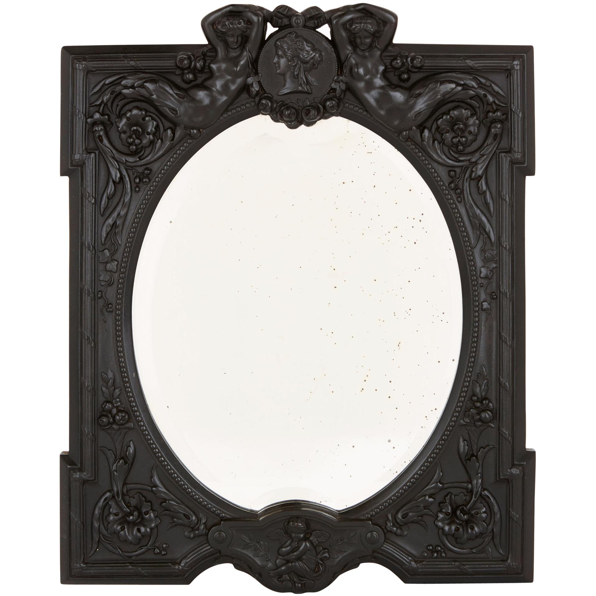 Antique French Ebony Dressing Table Mirror 