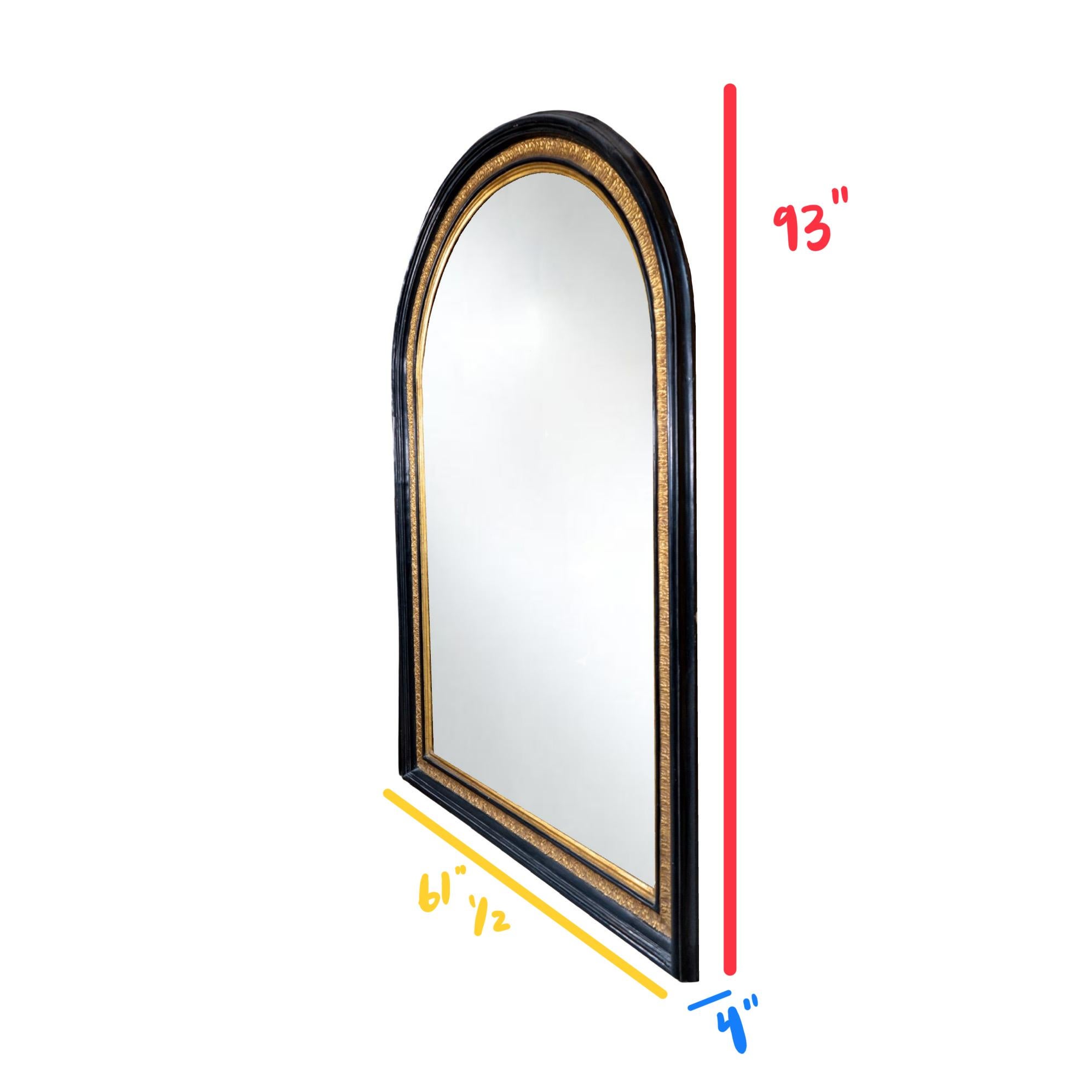 Foglia d’oro Antique French, specchio in legno d'ebano in vendita