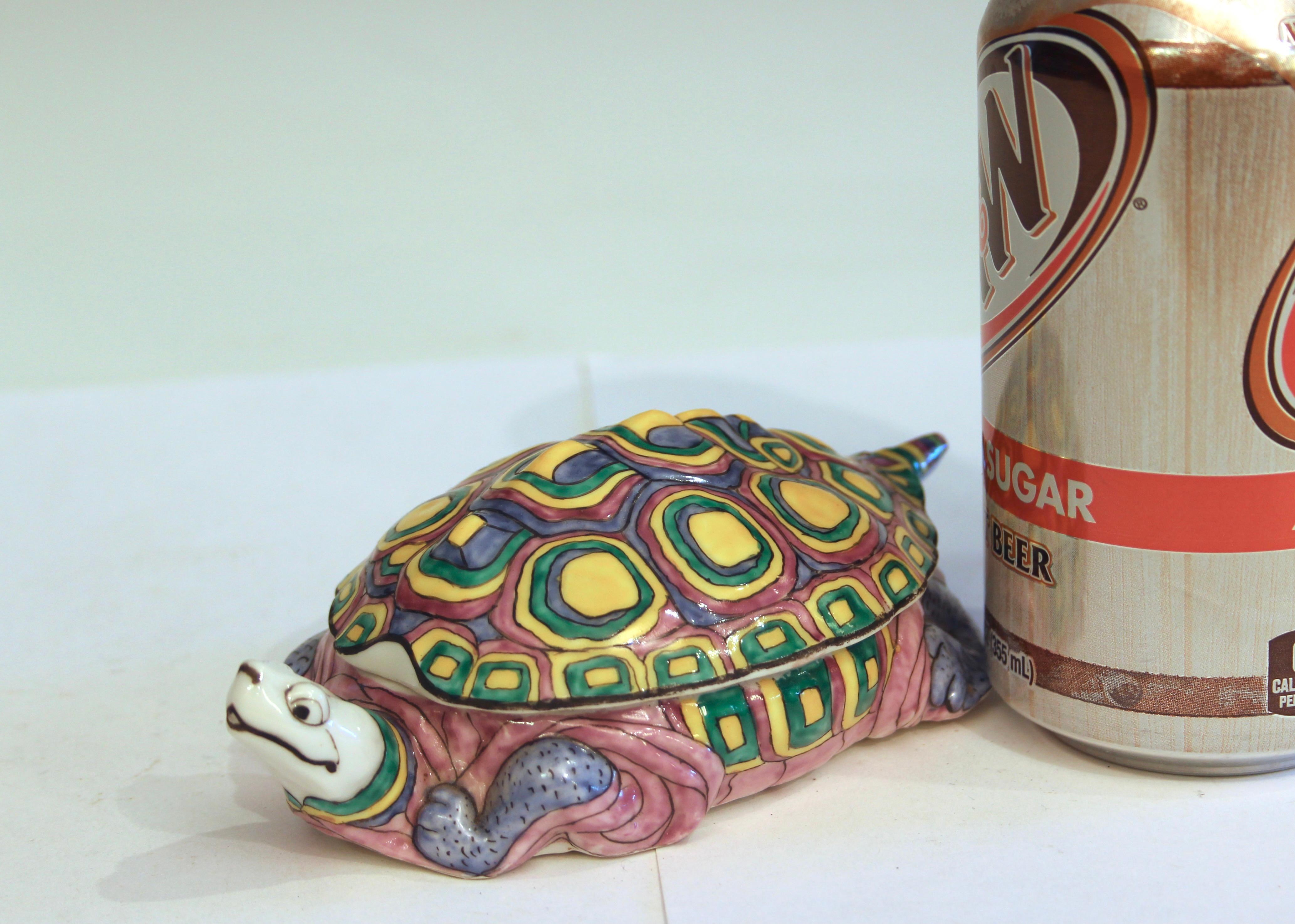 Antique French Edme Samson Porcelain Turtle Figure Desk Jar Trinket Box For Sale 3