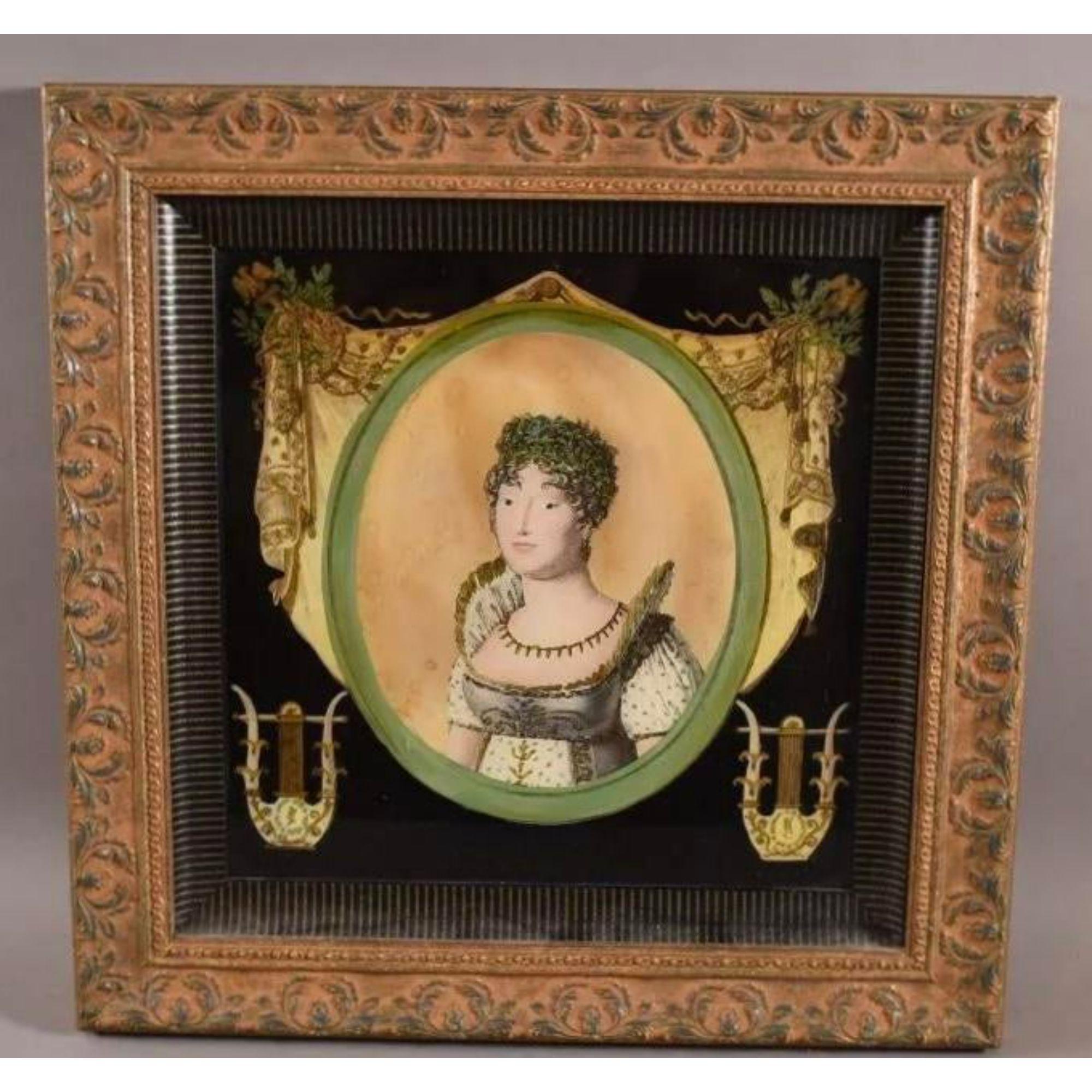 Antique French eglomise reverse portrait painting on glass

Additional information: 
Materials: Glass
Color: Black
Period: 19th century
Styles: French
Art subjects: Portrait
Frame type: Framed
Item Type: Vintage, antique or