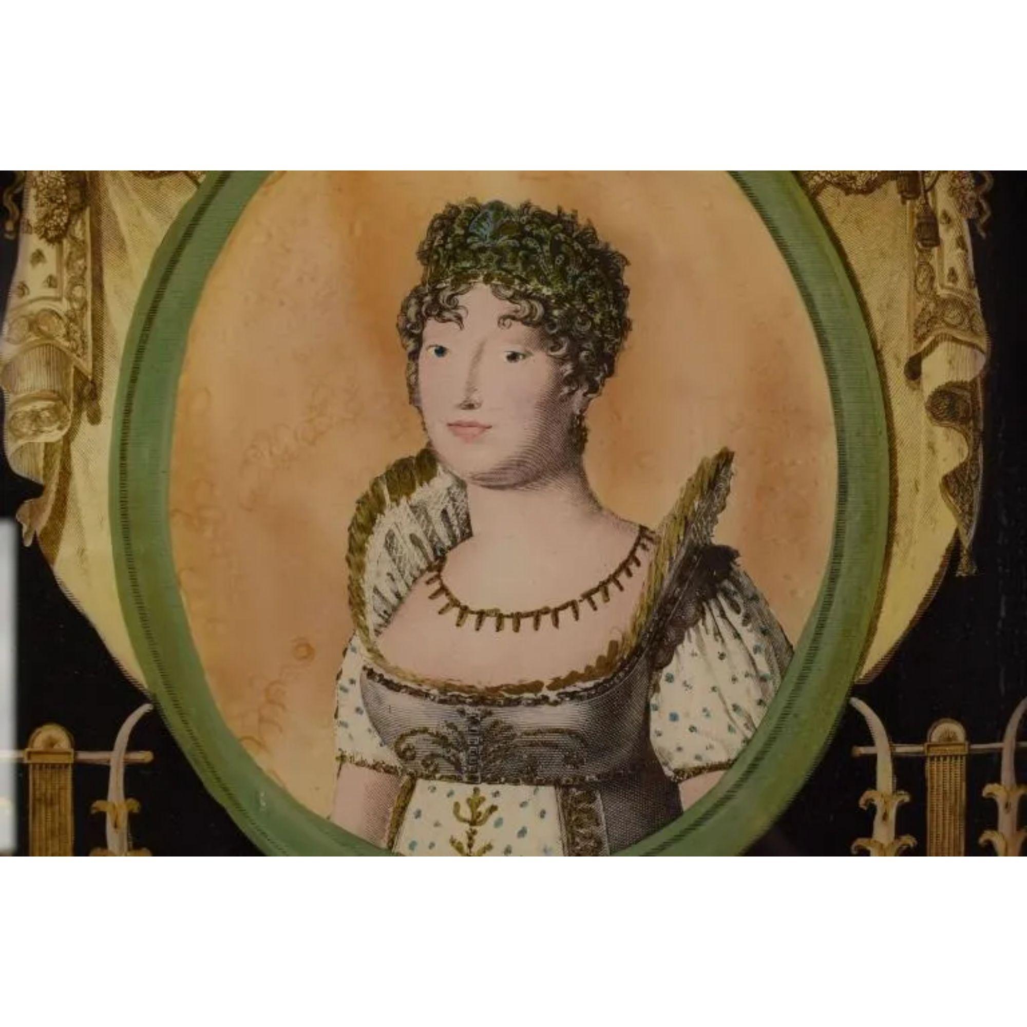 Louis XVI Antique French Eglomise Reverse Portrait Painting on Glass