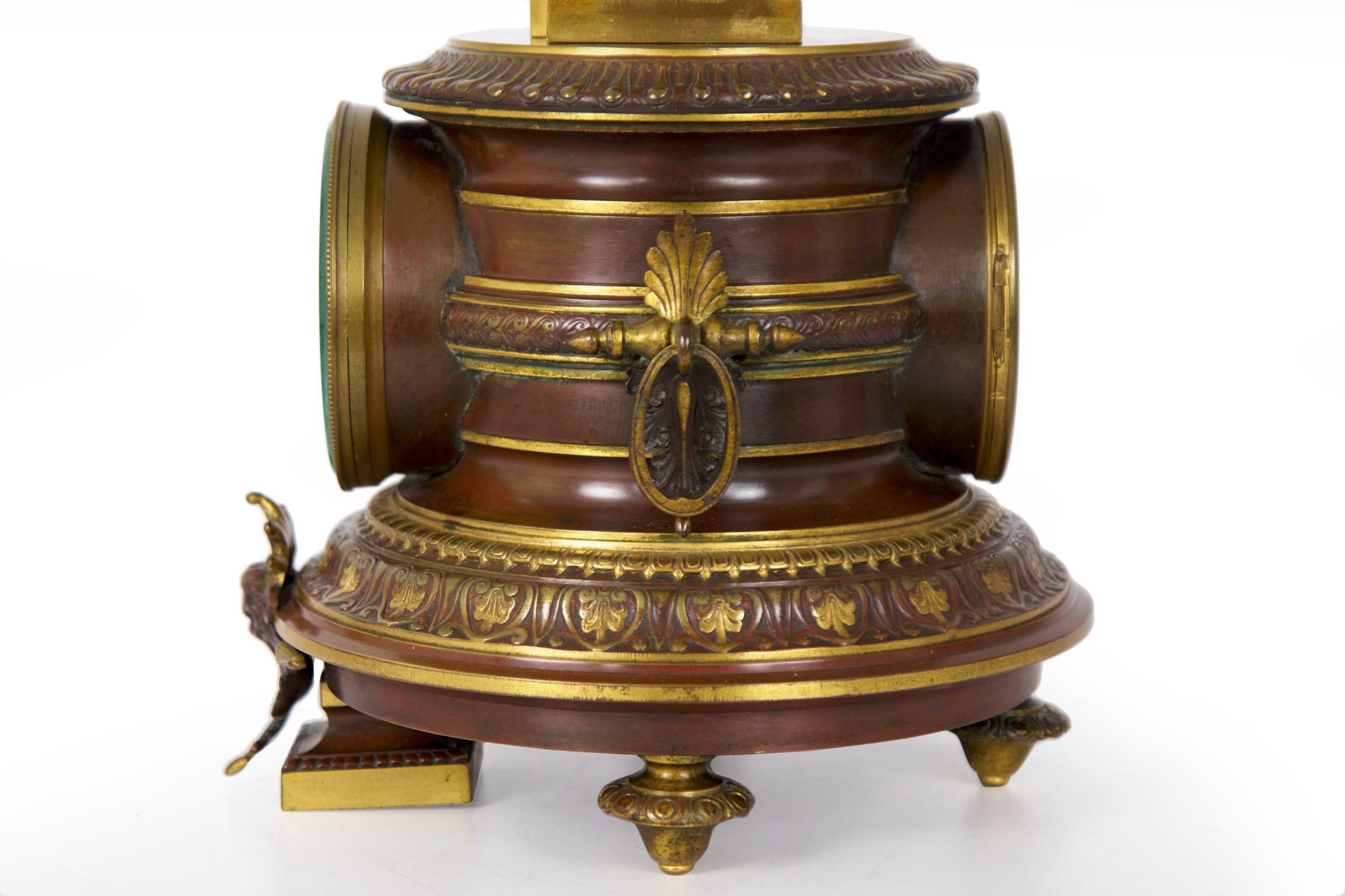 Antique French Egyptian Revival Mantel Clock Bronze Sculpture “Cleopatra