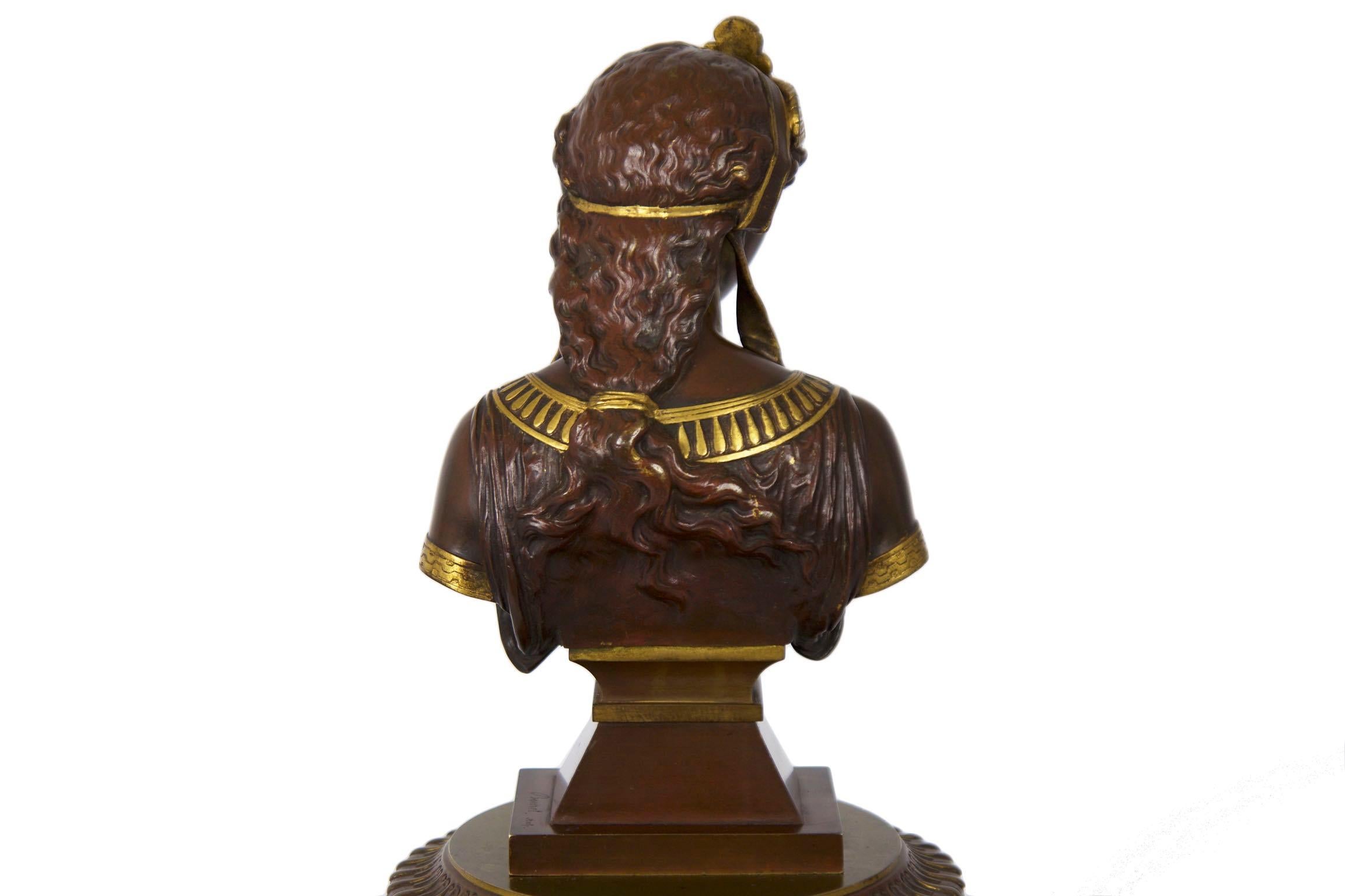 Antique French Egyptian Revival Mantel Clock Bronze Sculpture “Cleopatra