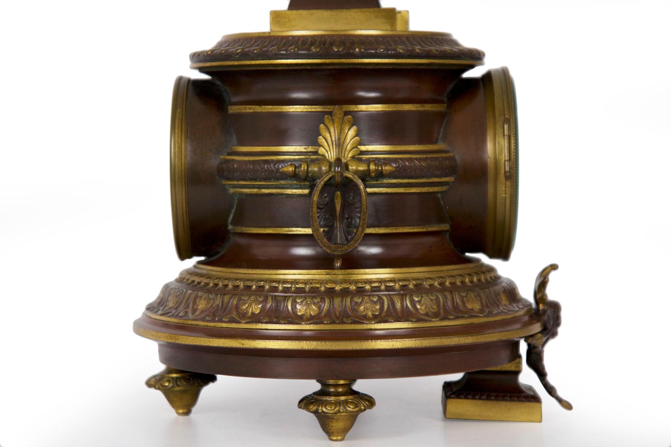 Antique French Egyptian Revival Mantel Clock Bronze Sculpture “Cleopatra