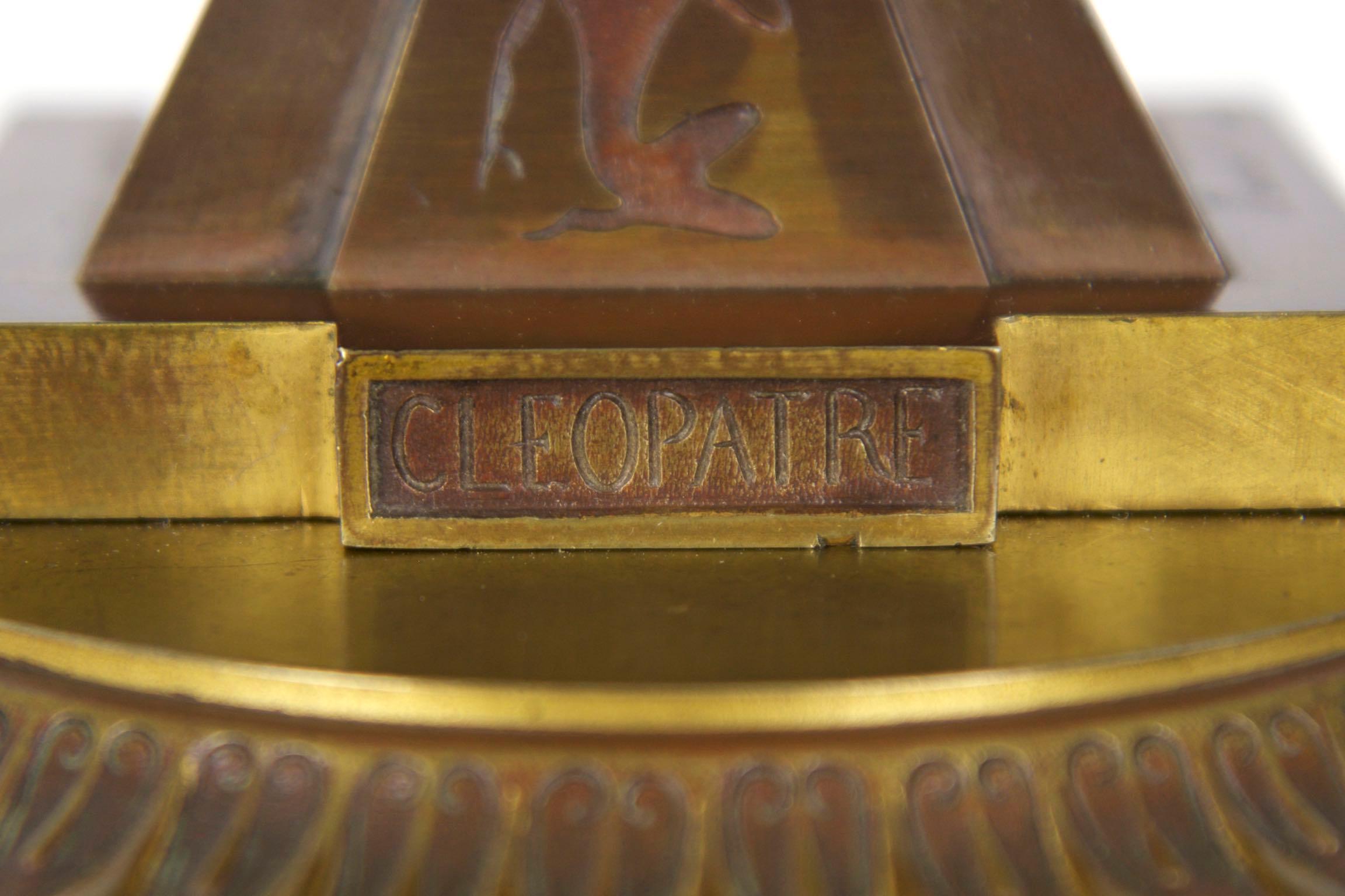 Antique French Egyptian Revival Mantel Clock Bronze Sculpture “Cleopatra
