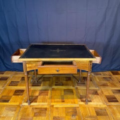 Antique French Elegant Leather Top Game Table with 4 Drawers