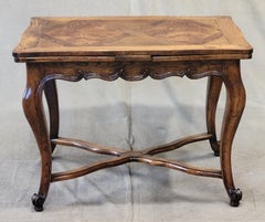 Antique French Elm and Burl Elm Draw Leaf Table (39" long, expand to 70" long)