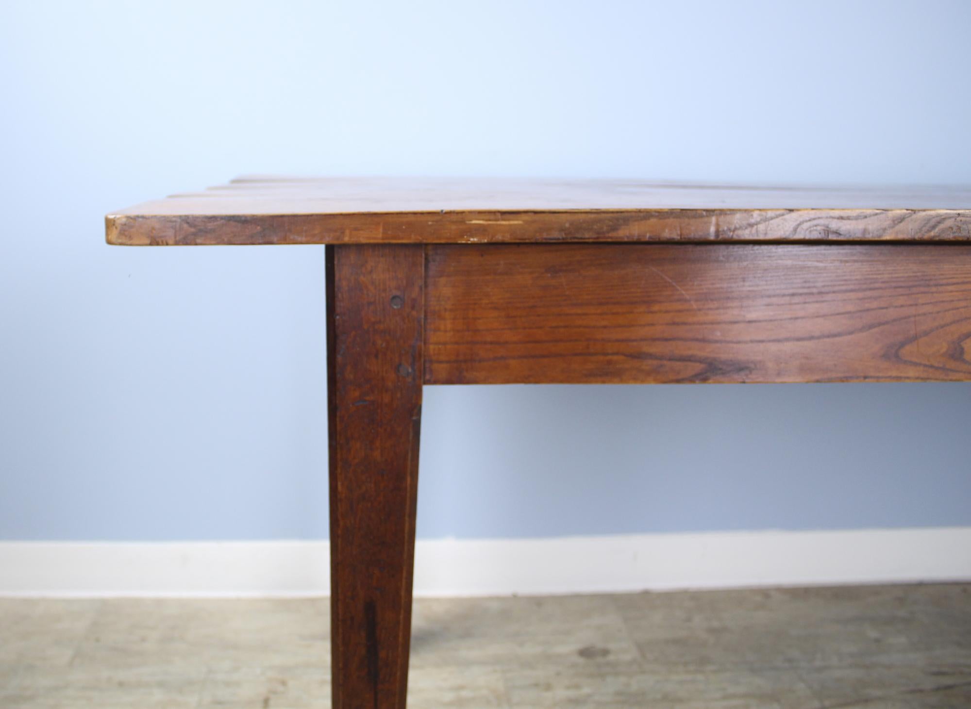 19th Century Antique French Elm Farm Table