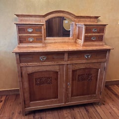 Antique buffet français en orme avec miroir