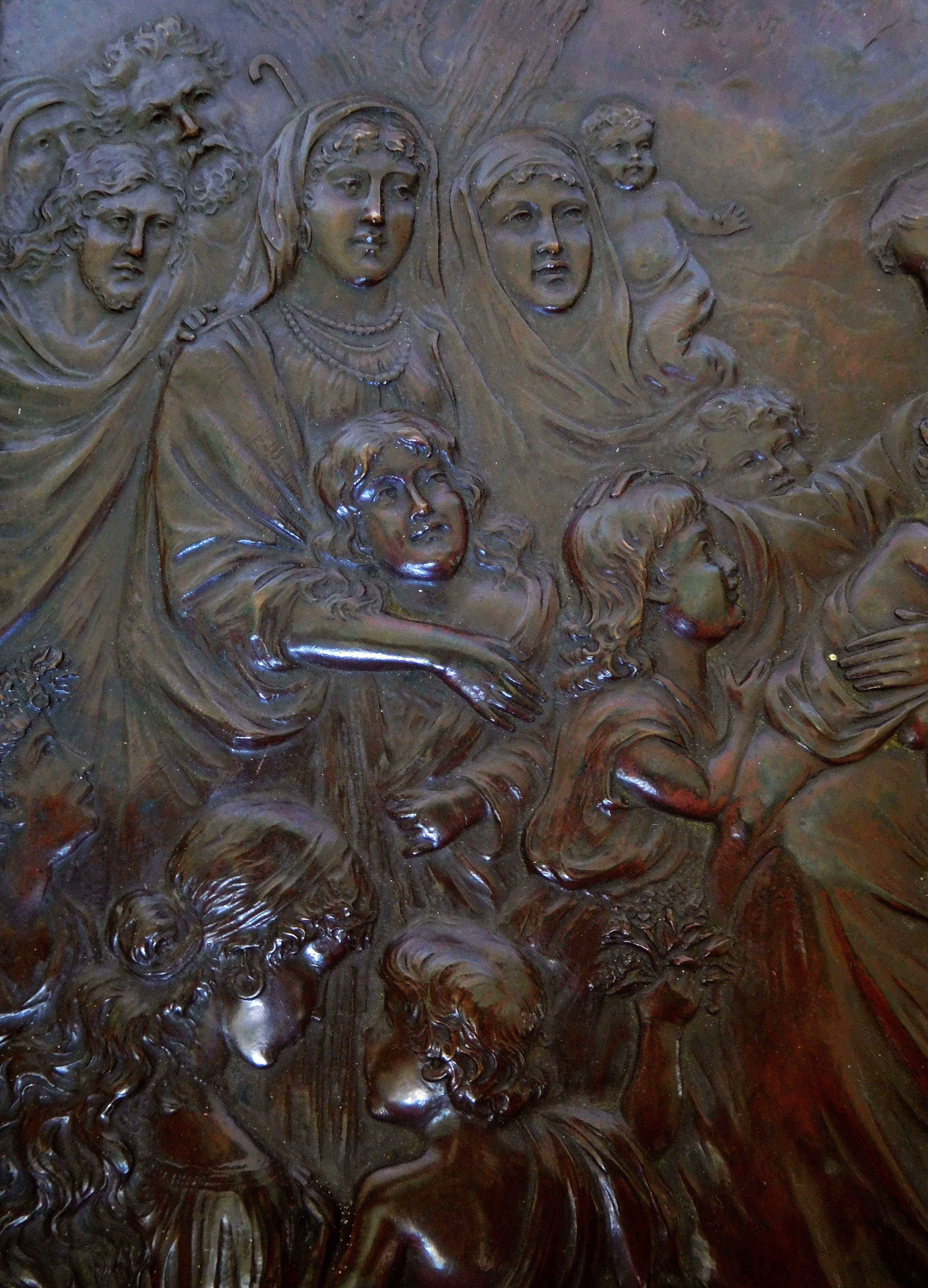 19th Century Antique French embossed copper plate - Let the little children come to me For Sale