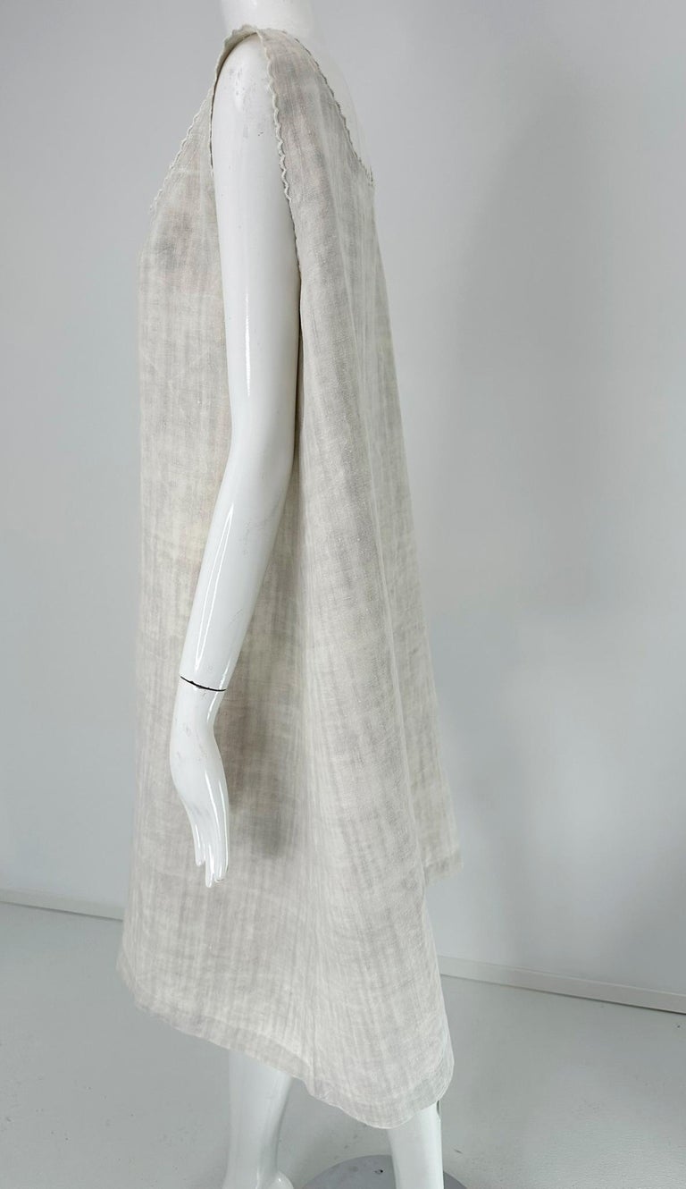 Antique French Embroidered Natural Rustic Linen Shift Dress Slip Dress Med-lg Antique French Embroidered Natural Rustic Linen Shift Dress Slip Dress Med-lg