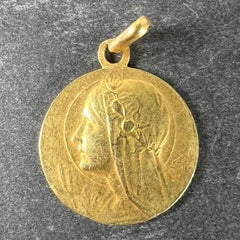 Antique French Emile Monier Virgin Mary 18K Yellow Gold Religious Pendantal Medal
