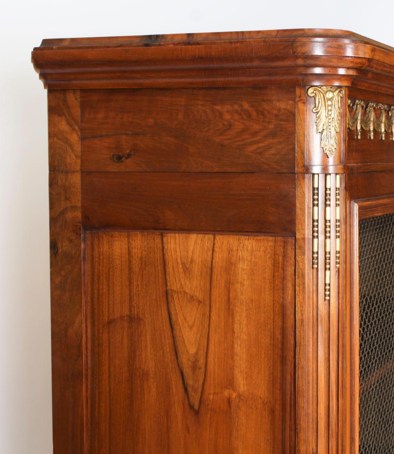 Antique French Empire 2 door Walnut Bookcase Bibliotheque 19th Century For Sale 10