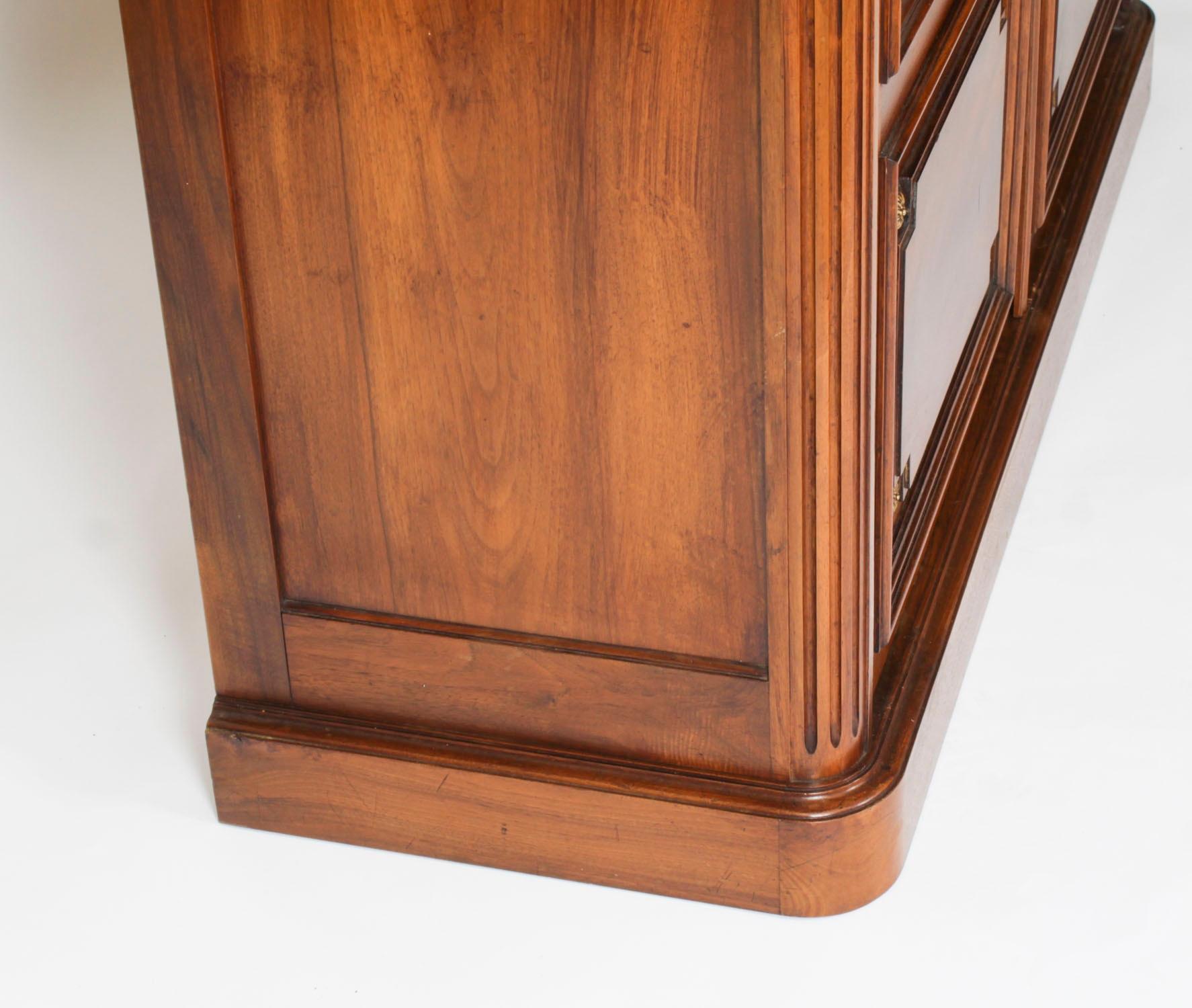 Antique French Empire 2 door Walnut Bookcase Bibliotheque 19th Century For Sale 12