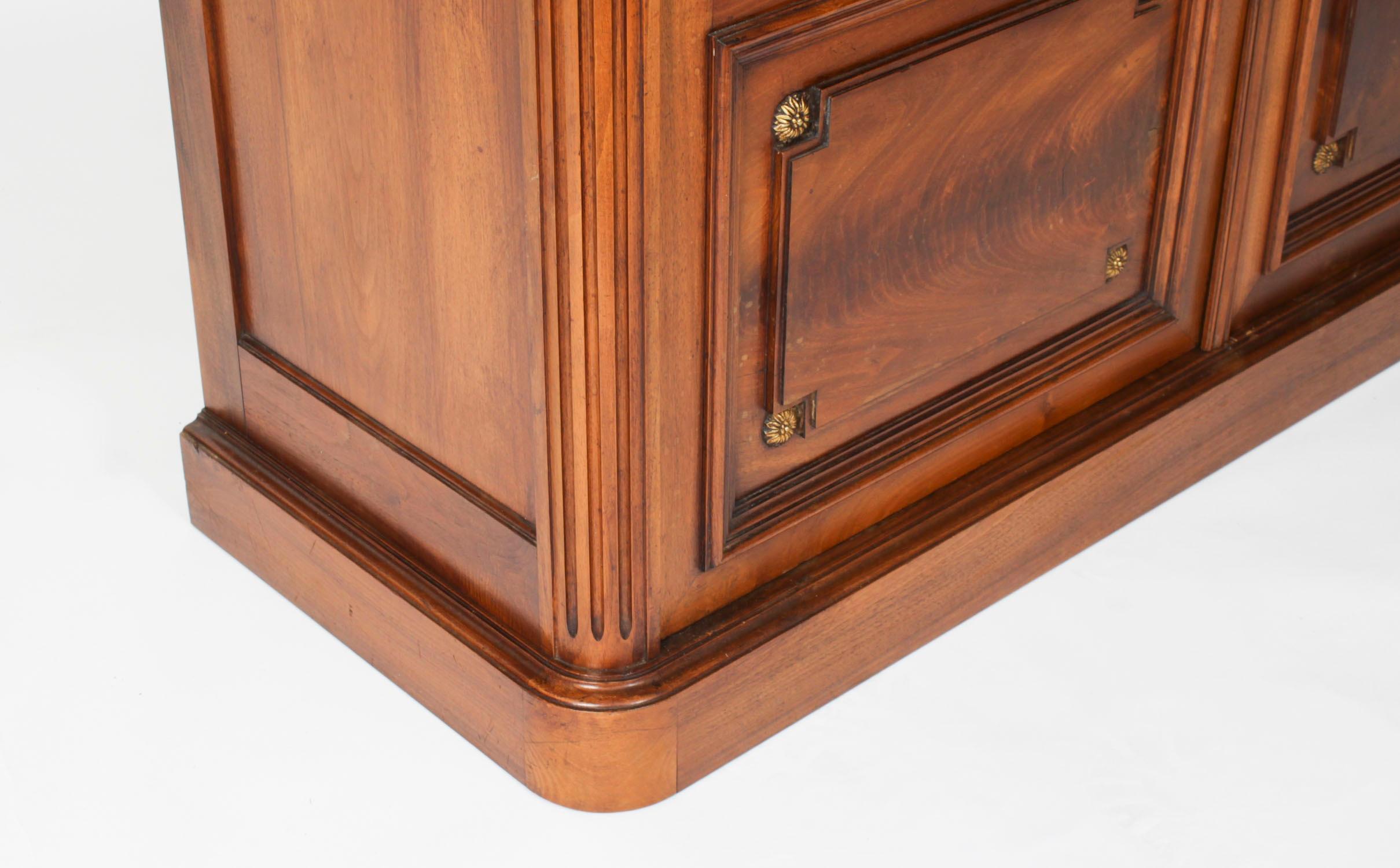 Antique French Empire 2 door Walnut Bookcase Bibliotheque 19th Century For Sale 13