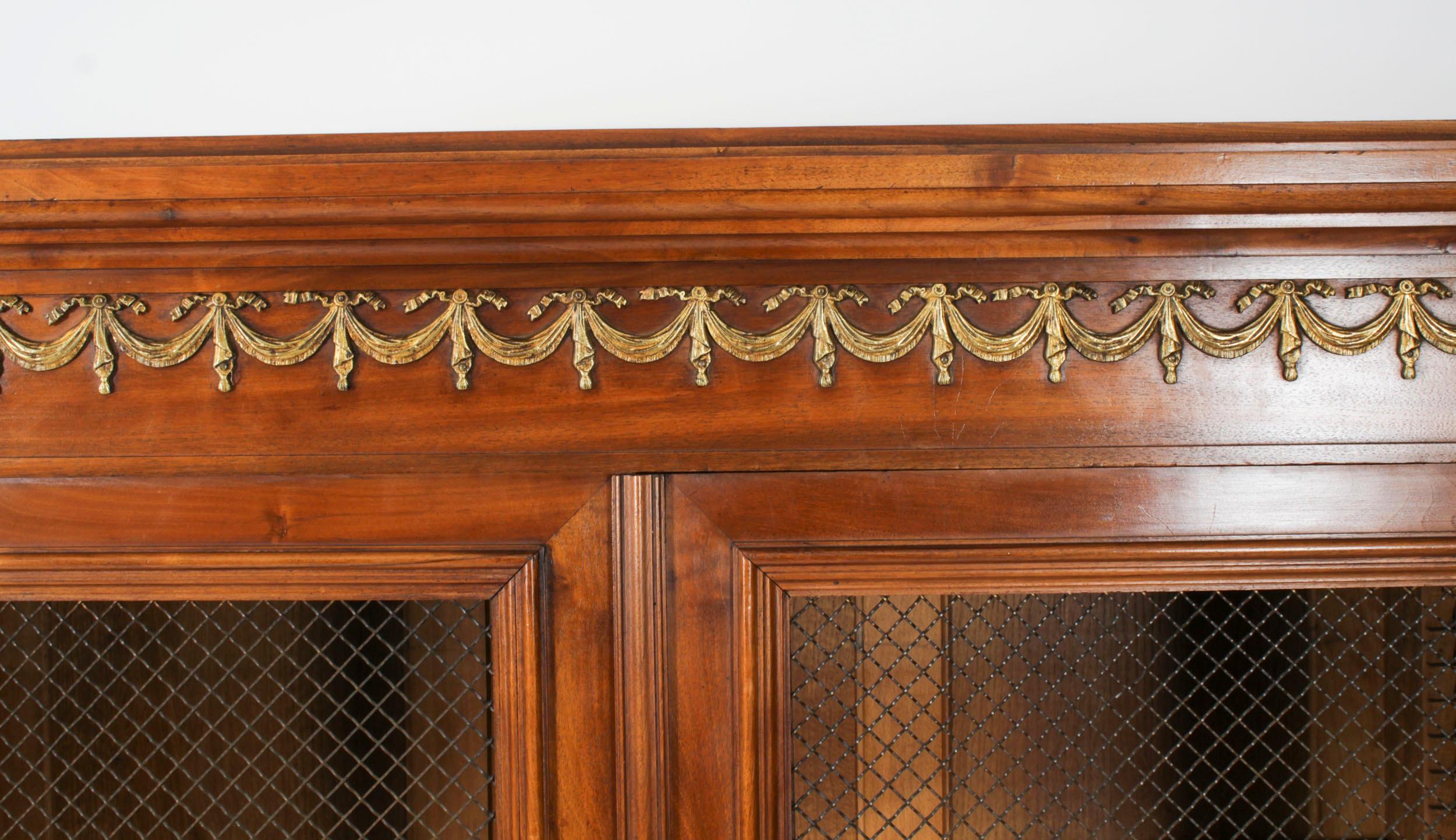 Antique French Empire 2 door Walnut Bookcase Bibliotheque 19th Century In Good Condition For Sale In London, GB