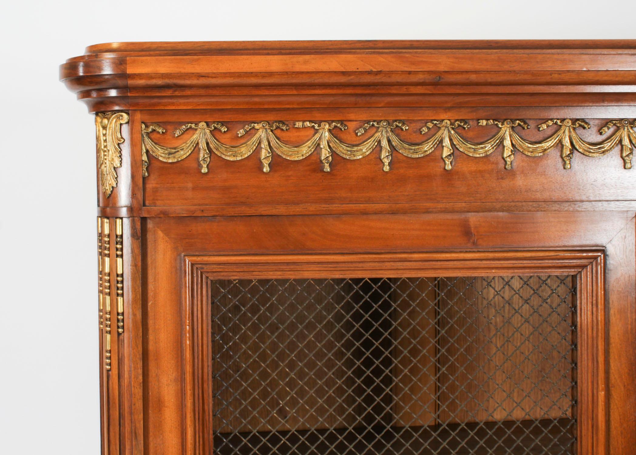 Antique French Empire 2 door Walnut Bookcase Bibliotheque 19th Century For Sale 2