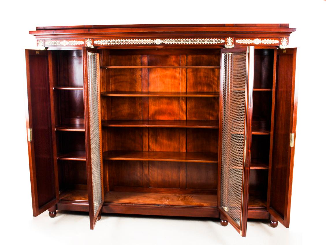 Antique French Empire 4 Door Mahogany Bookcase, 19th Century 8