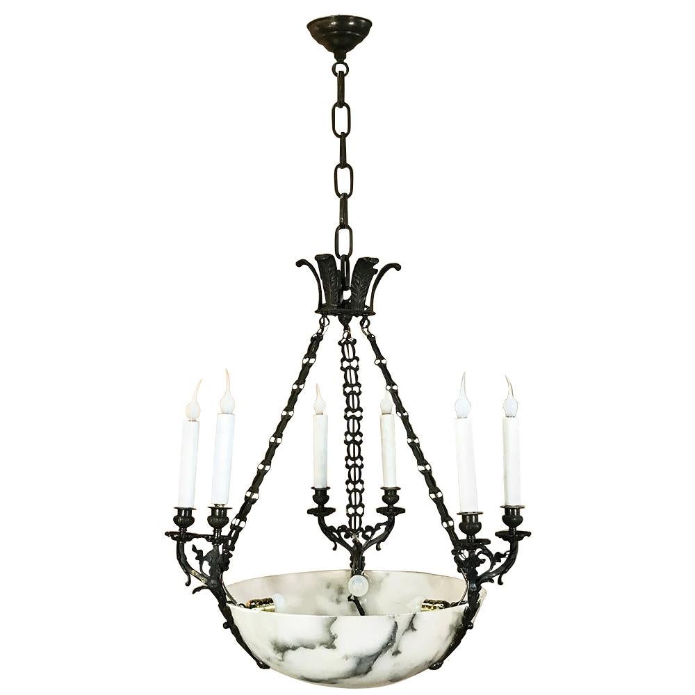 French Antique Gilded Bronze Empire Chandelier from 1810 For Sale at