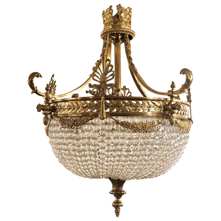 Antique French Empire Beaded Chandelier, circa 1880 For Sale at 1stDibs