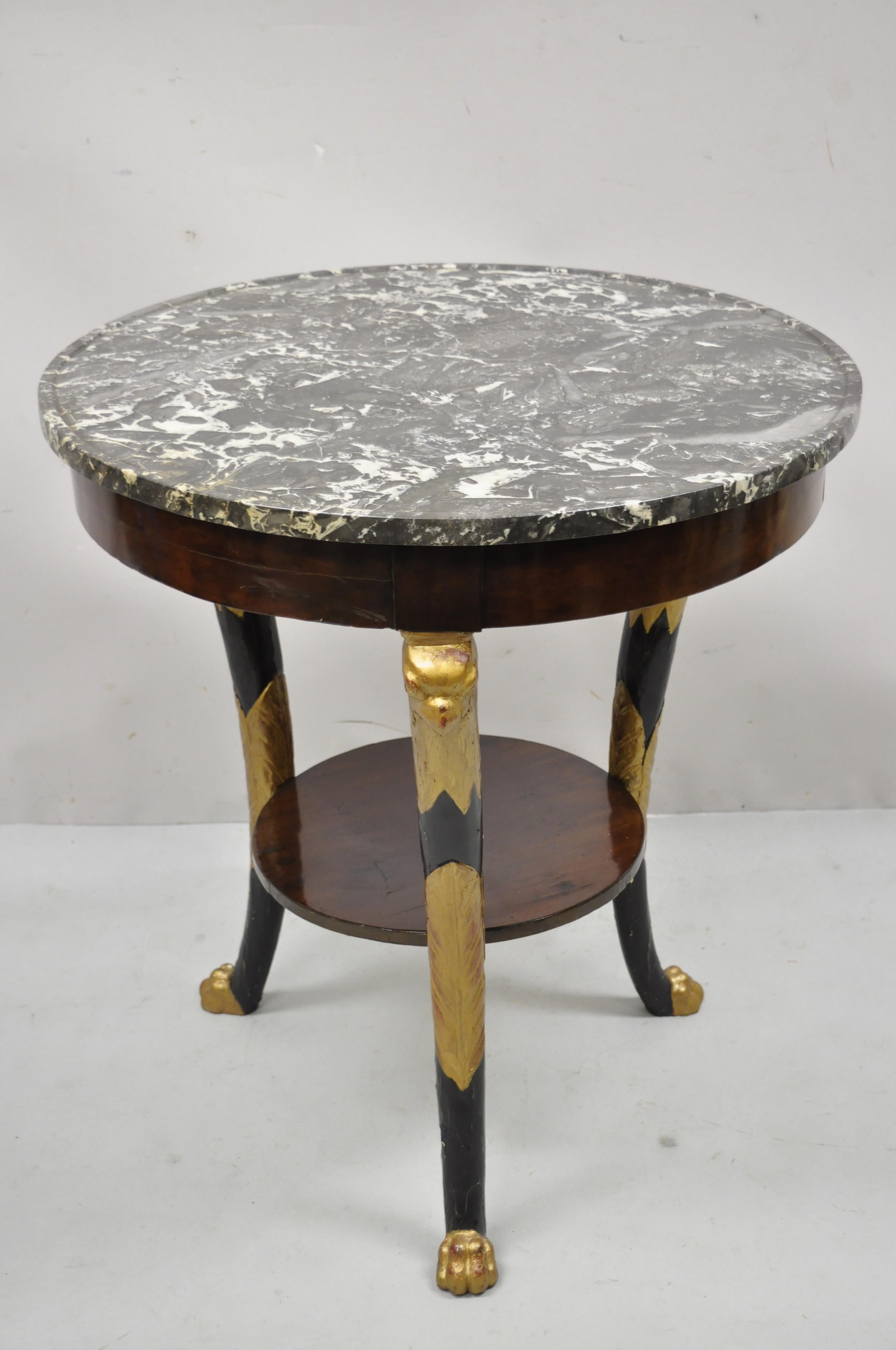 Antique French Empire Biedermeier Marble Top Eagle Carved Gueridon Center Table For Sale 5