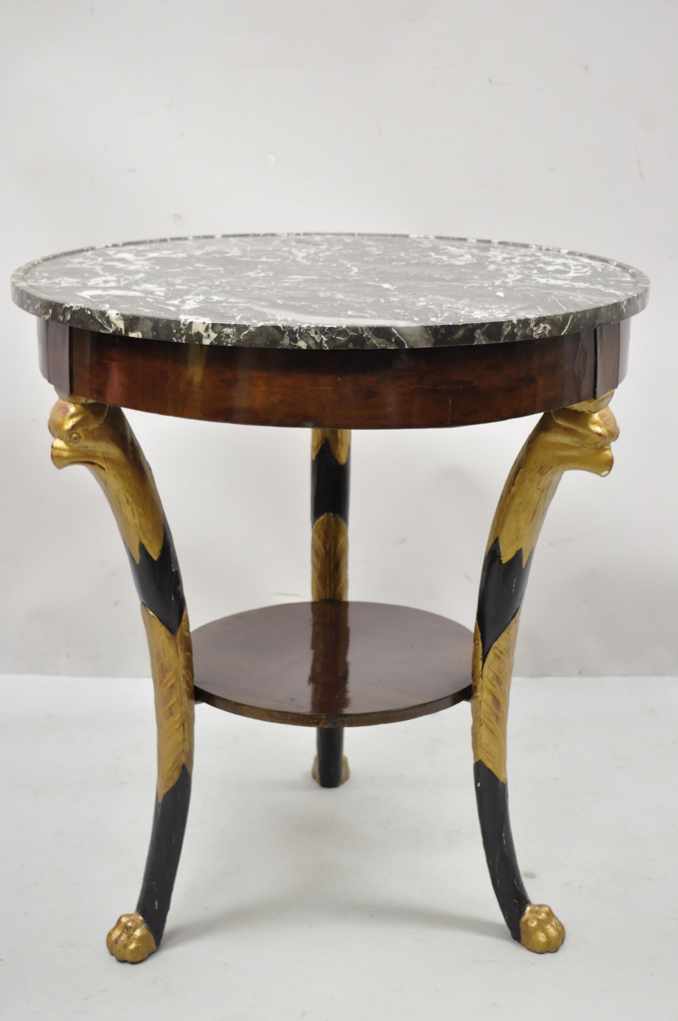 Antique French Empire Biedermeier Marble Top Eagle Carved Gueridon Center Table For Sale 6