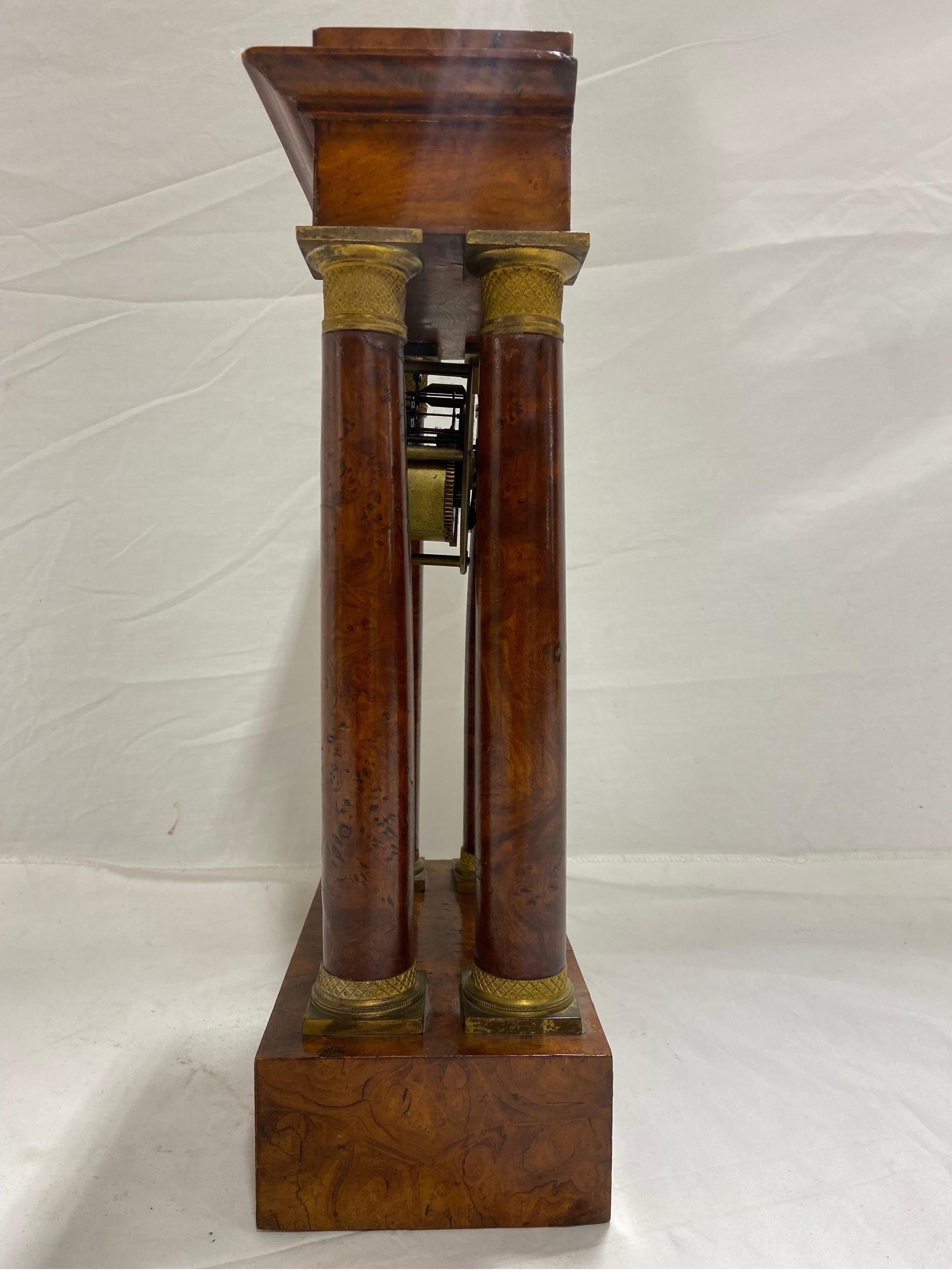 Antique French Empire Blanc Fils Palais Royale Portico Columnar Pendulum Clock 6