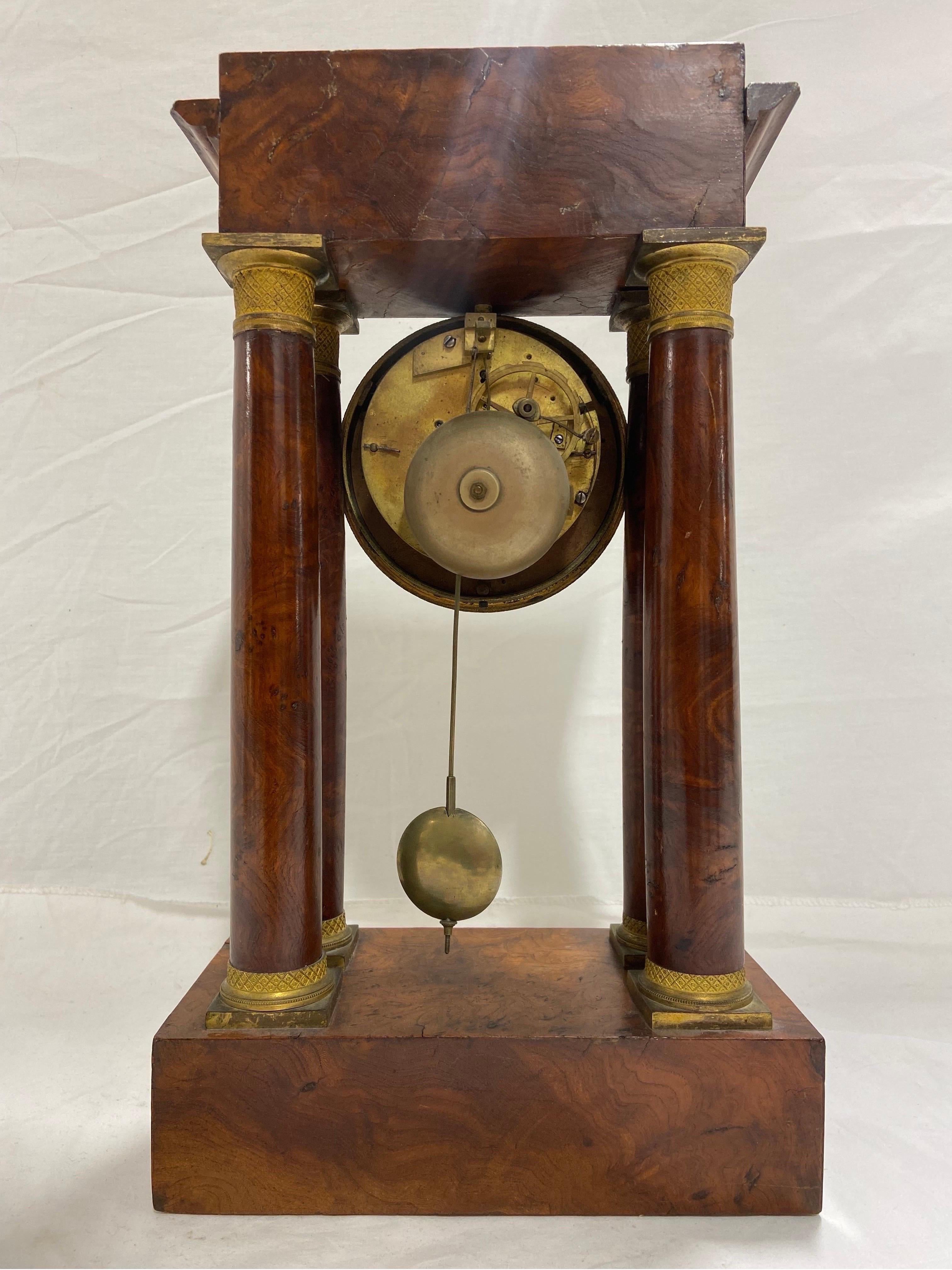 Antique French Empire Blanc Fils Palais Royale Portico Columnar Pendulum Clock 4